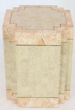Tessellated Stone Tile Brass Inlay Square Pedestal