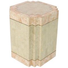 Tessellated Stone Tile Brass Inlay Square Pedestal 