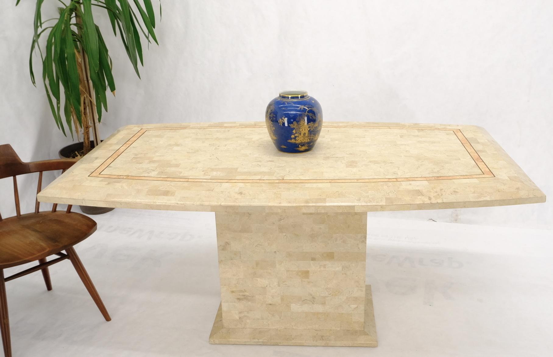 Philippine Tessellated Stone Tile Mid-Century Modern Boat Shape Dining Table For Sale