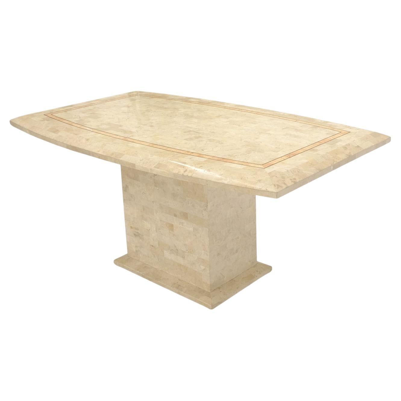 Tessellated Stone Tile Mid-Century Modern Boat Shape Dining Table For Sale