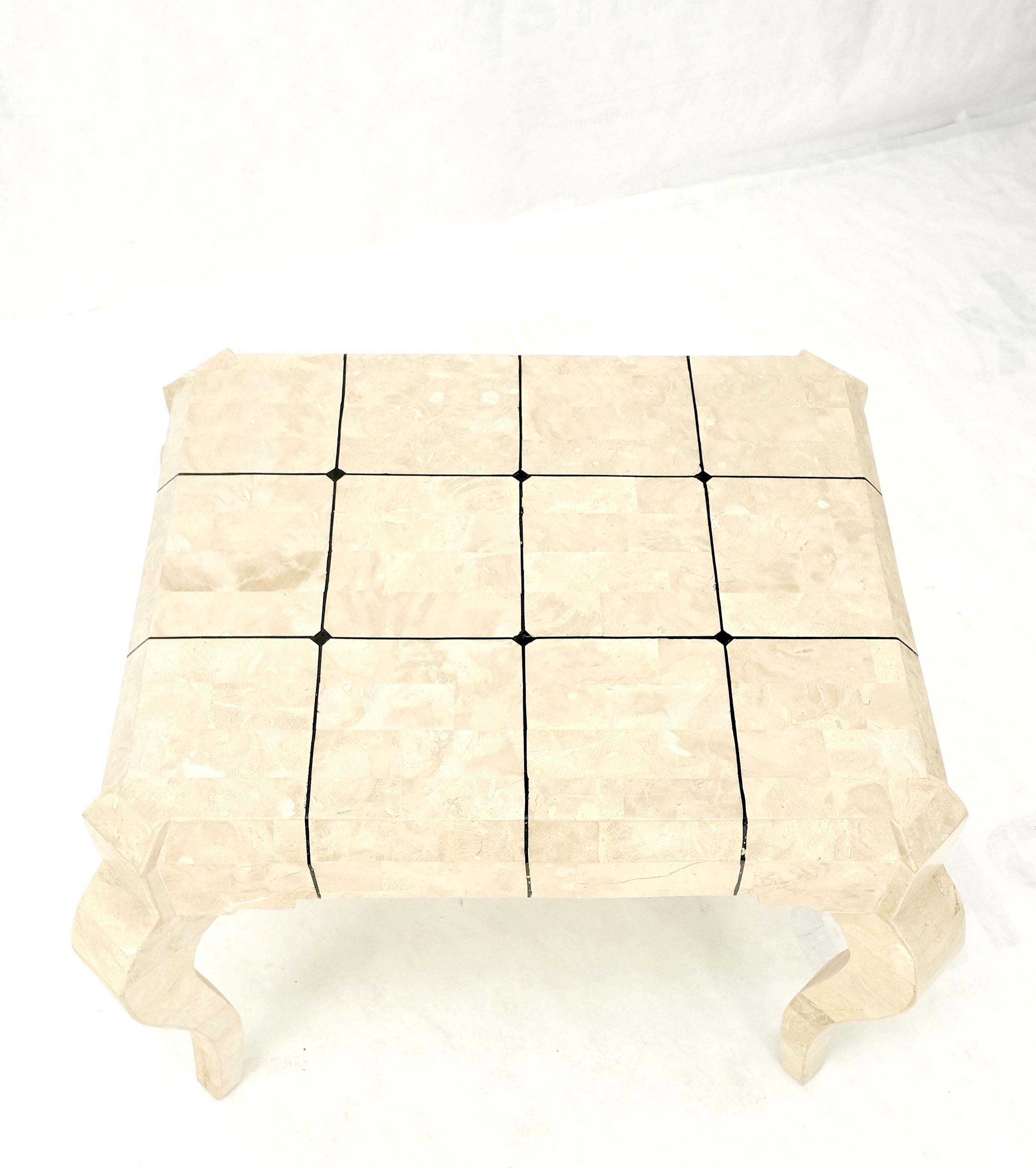 Tessellated Stone Top Brass Inlay Cabriole Leg Side End Occasional Table MINT! For Sale 4