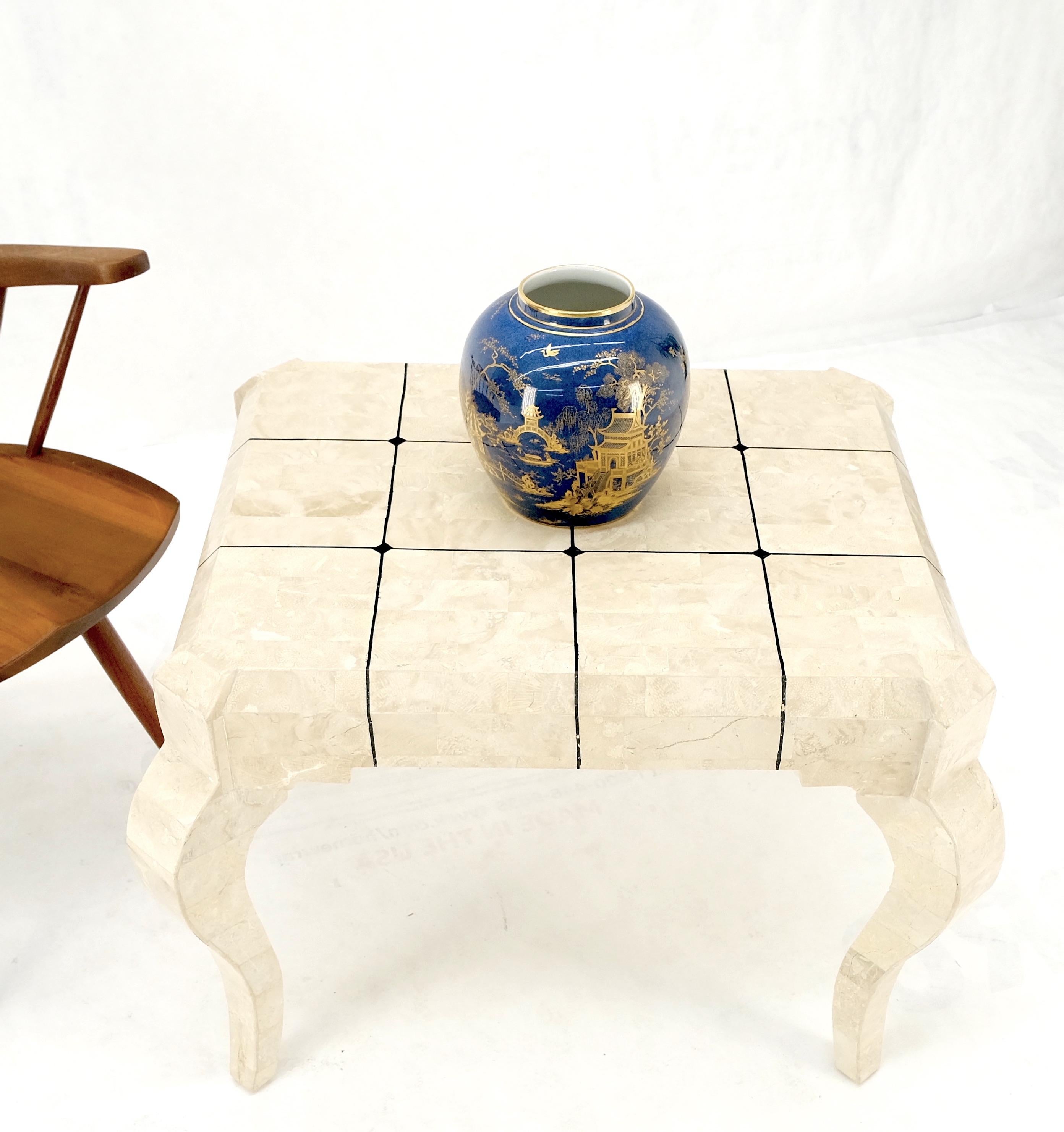 Tessellated Stone Top Brass Inlay Cabriole Leg Side End Occasional Table MINT! For Sale 7