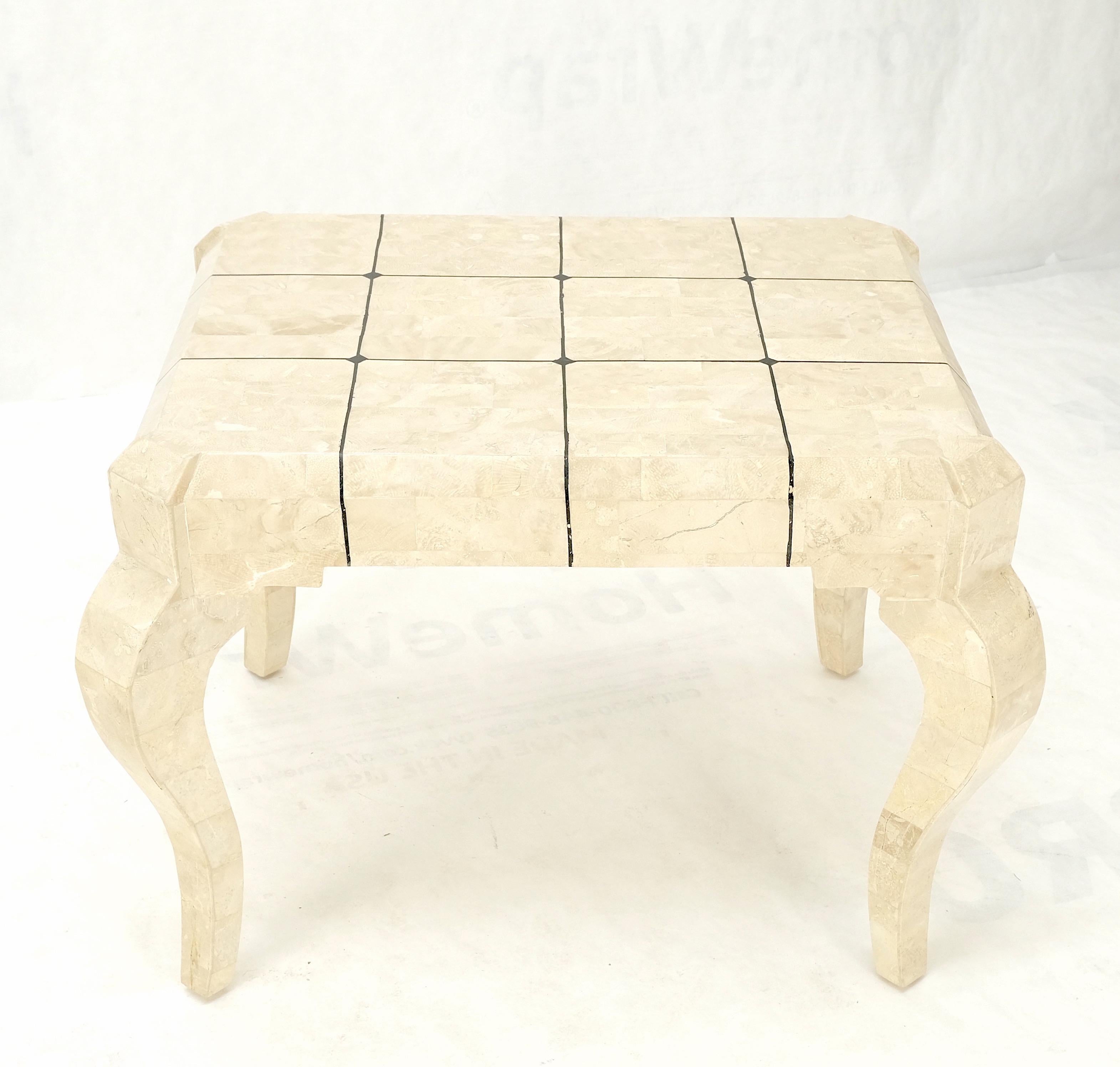 Tessellated Stone Top Brass Inlay Cabriole Leg Side End Occasional Table MINT! For Sale 3