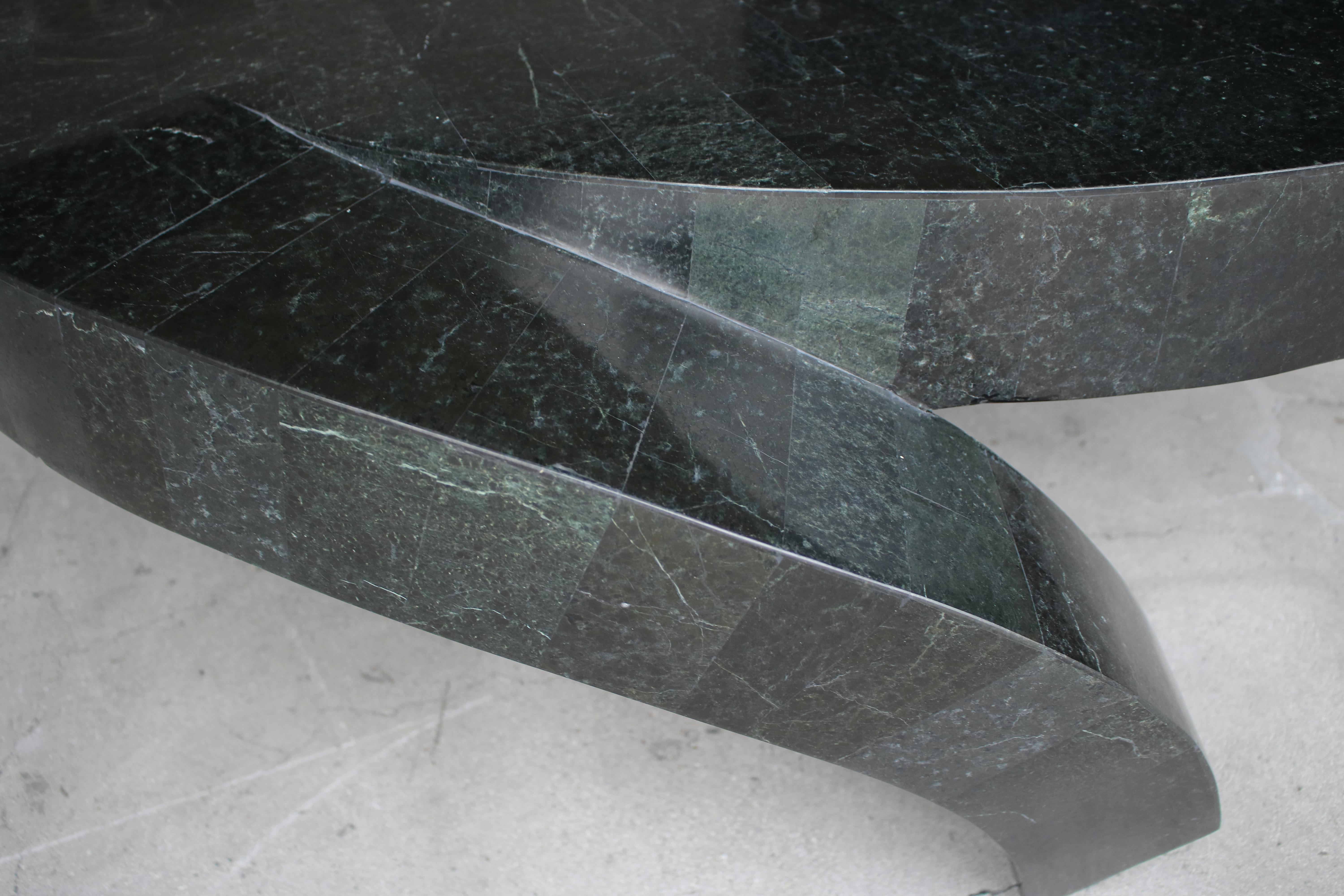 Minimalist Tessellated Stone Tresfoil Coffee Table by Maitland Smith