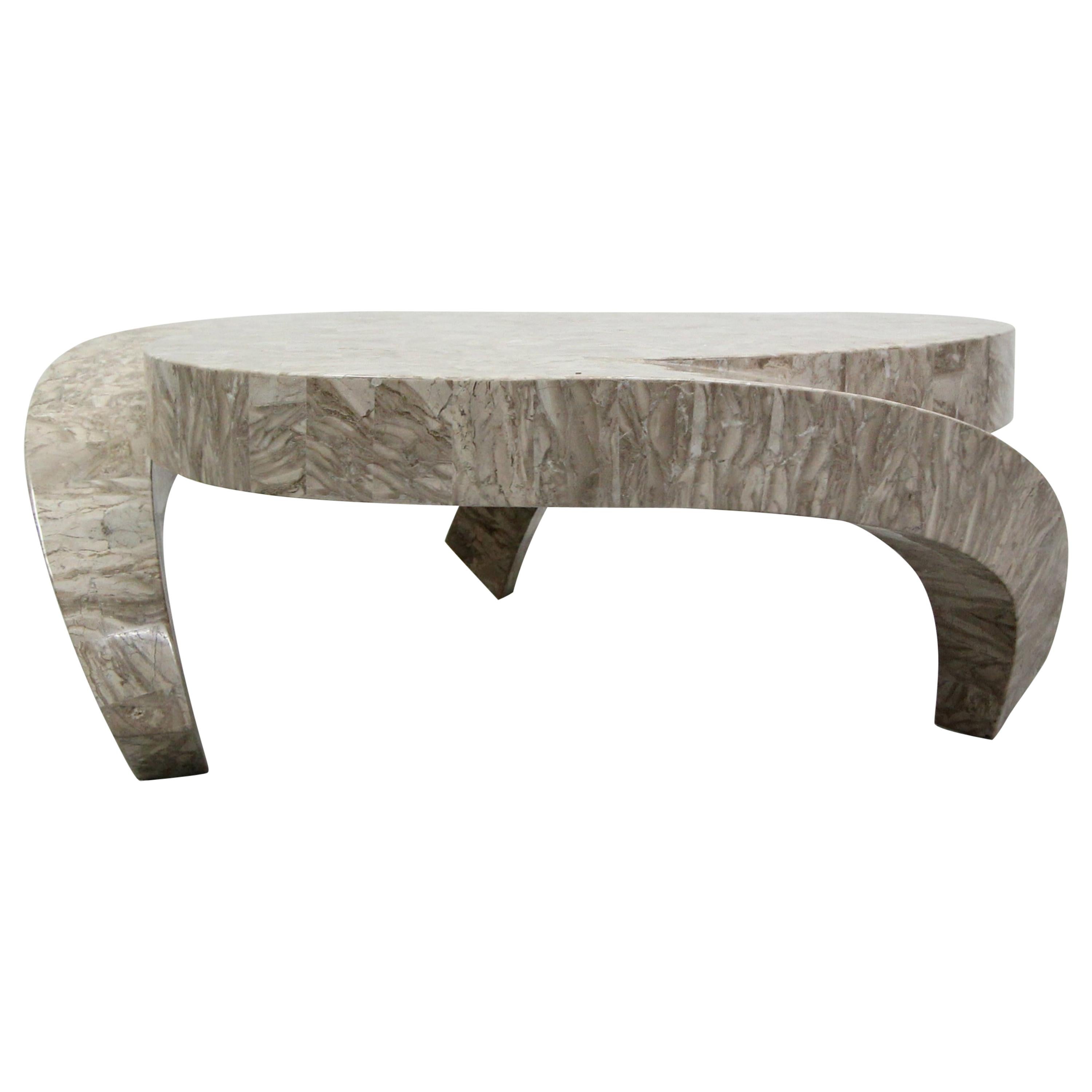 Tessellated Stone Tresfoil Coffee Table by Maitland Smith