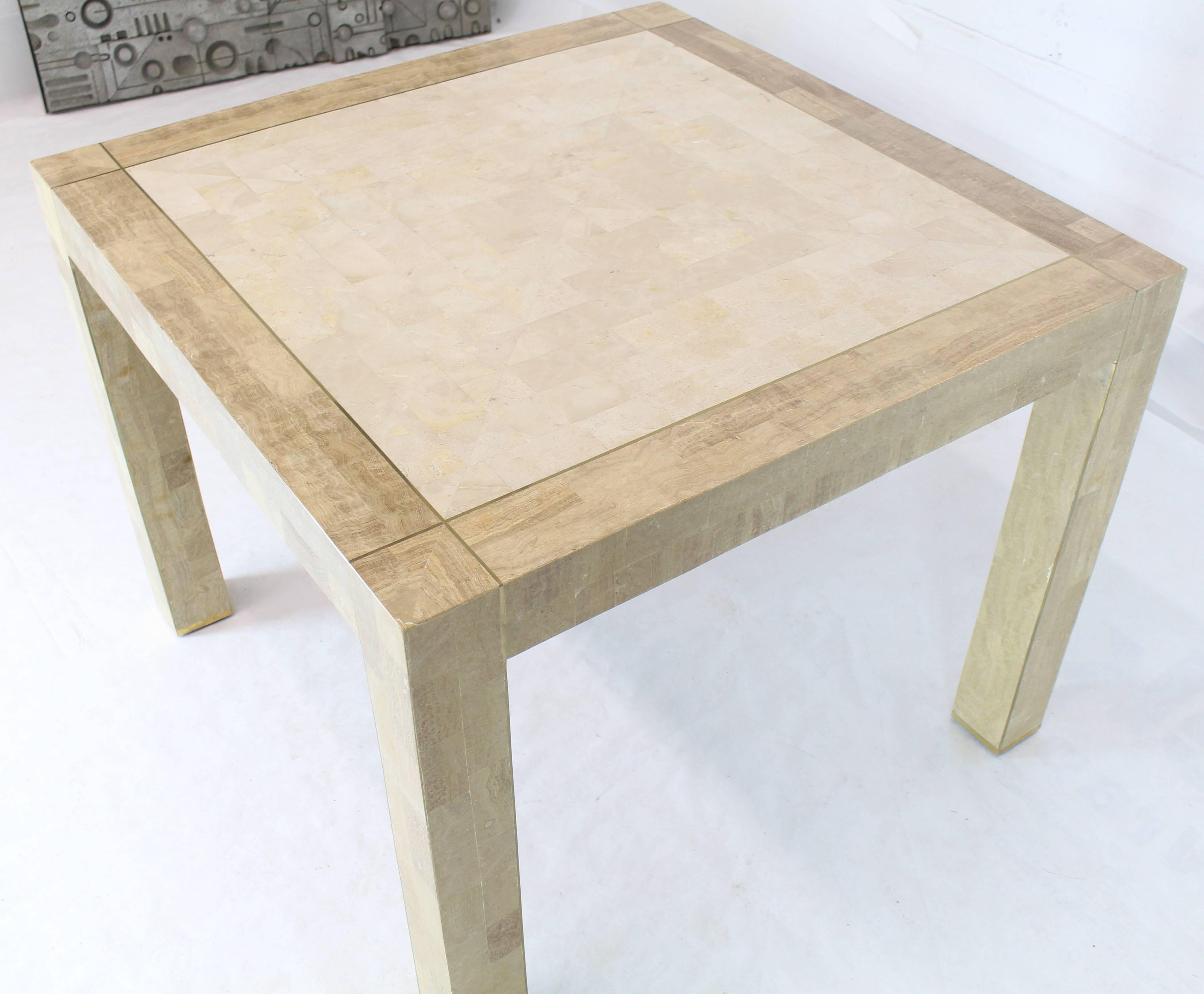Tessellated Stone Veneer Brass Inlay Square Game Table 4