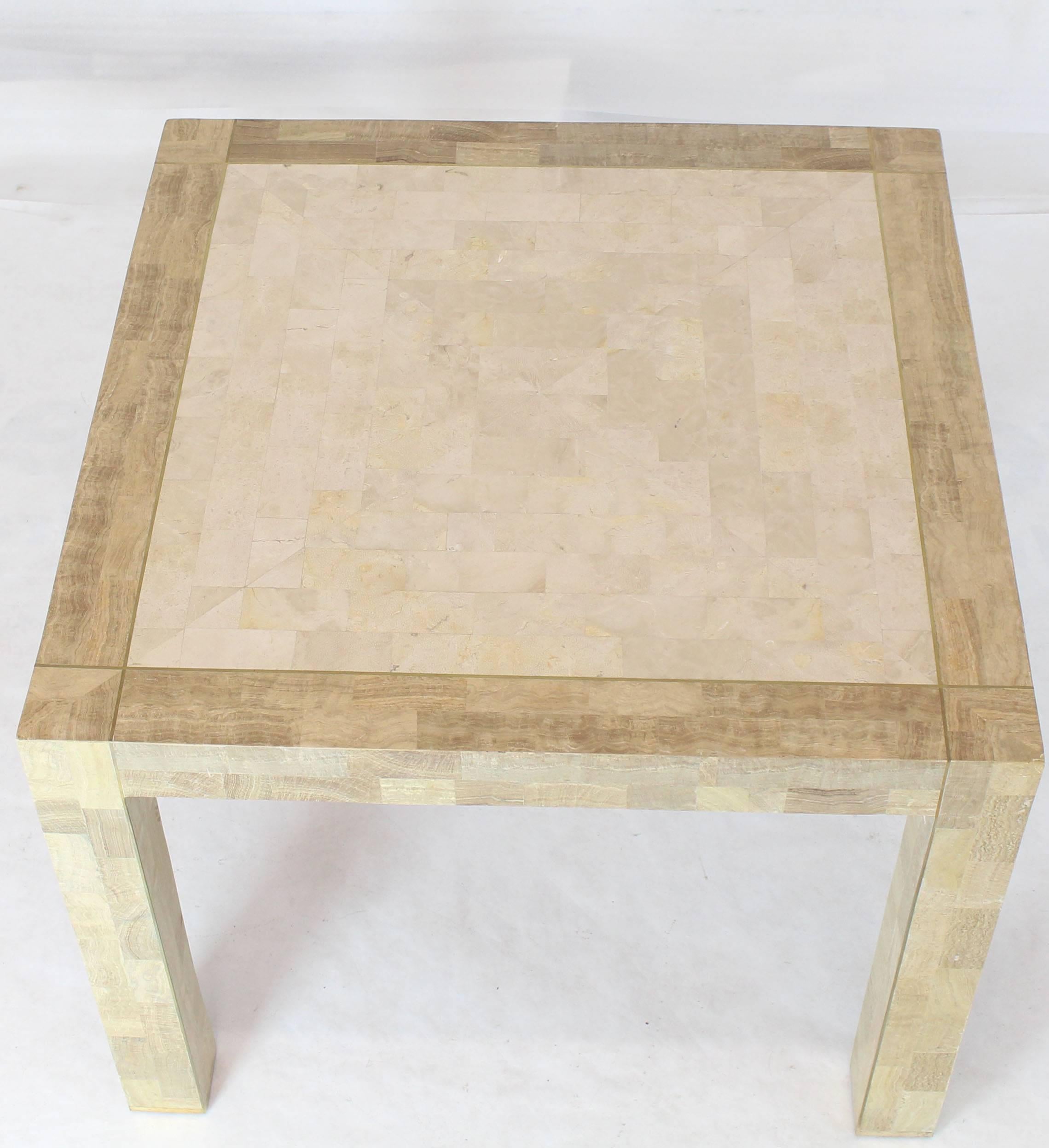 Tessellated Stone Veneer Brass Inlay Square Game Table 5