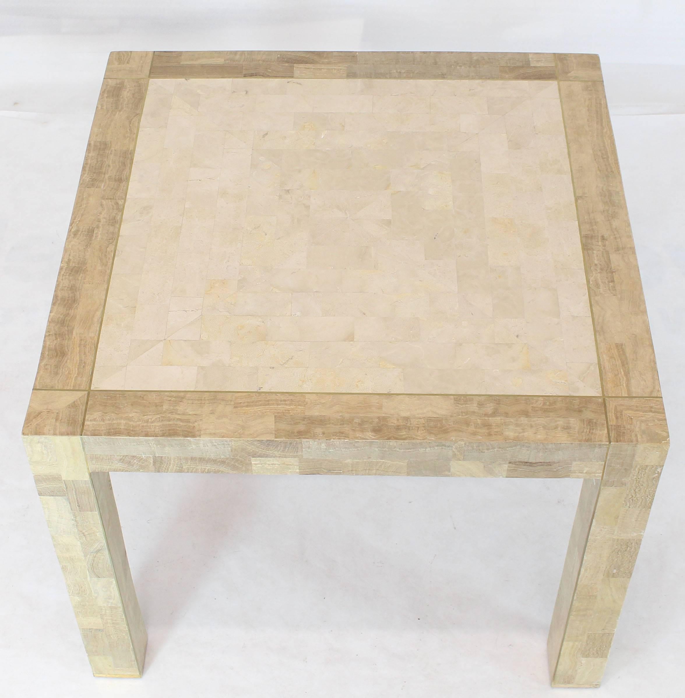 Tessellated Stone Veneer Brass Inlay Square Game Table 1