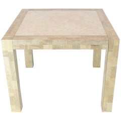 Tessellated Stone Veneer Brass Inlay Square Game Table
