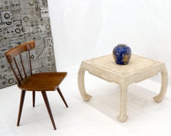 Tessellated Stone Veneer Brass Inlay Square Occasional Coffee Side Table