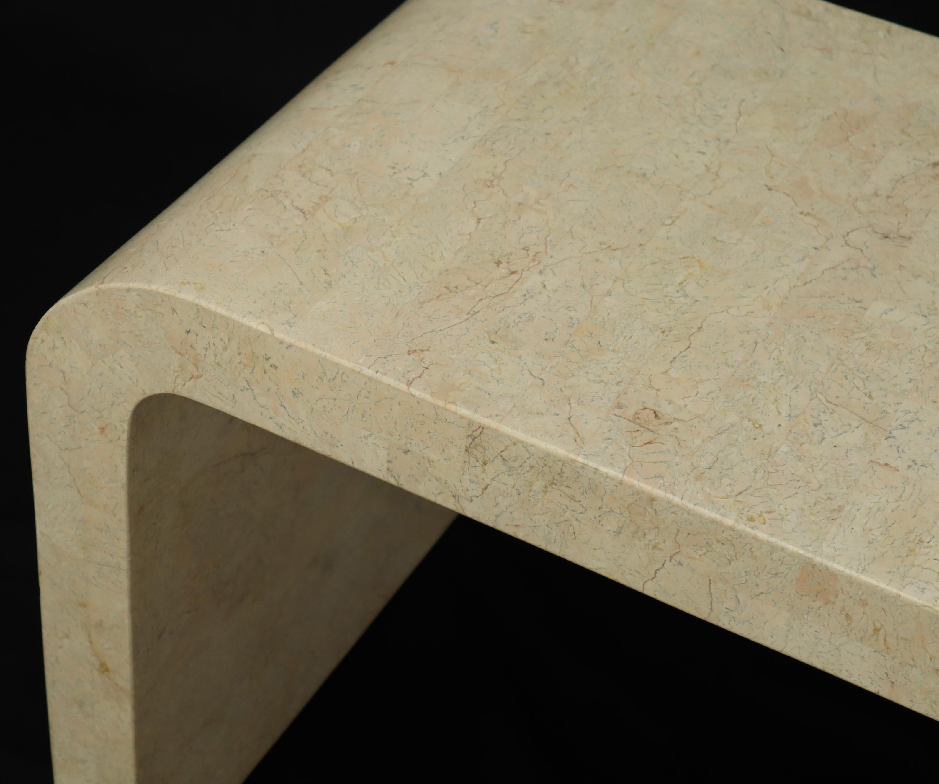 Mid-Century Modern Tessellated Stone Veneer C Shape Side Coffee End Table For Sale
