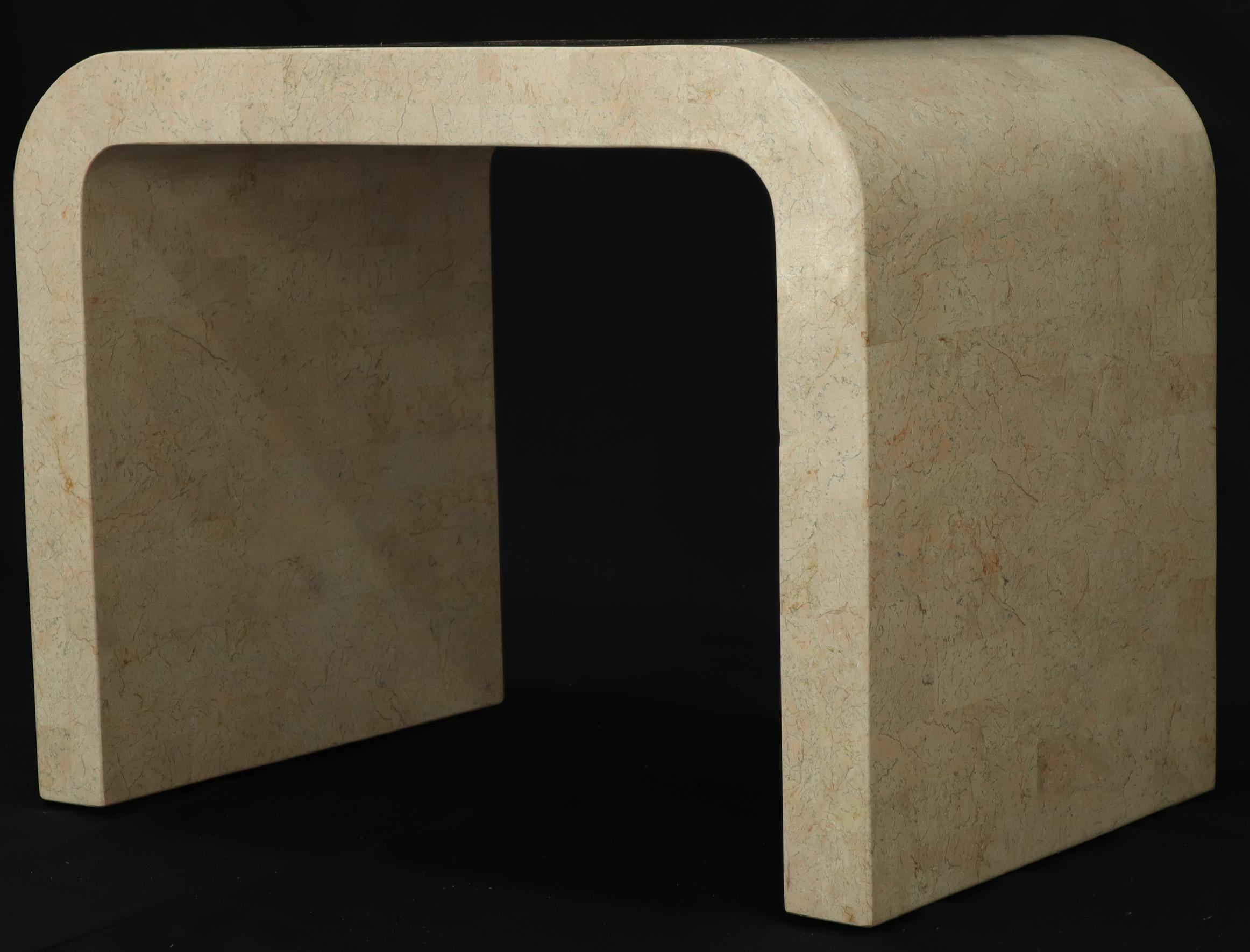 Unknown Tessellated Stone Veneer C Shape Side Coffee End Table For Sale