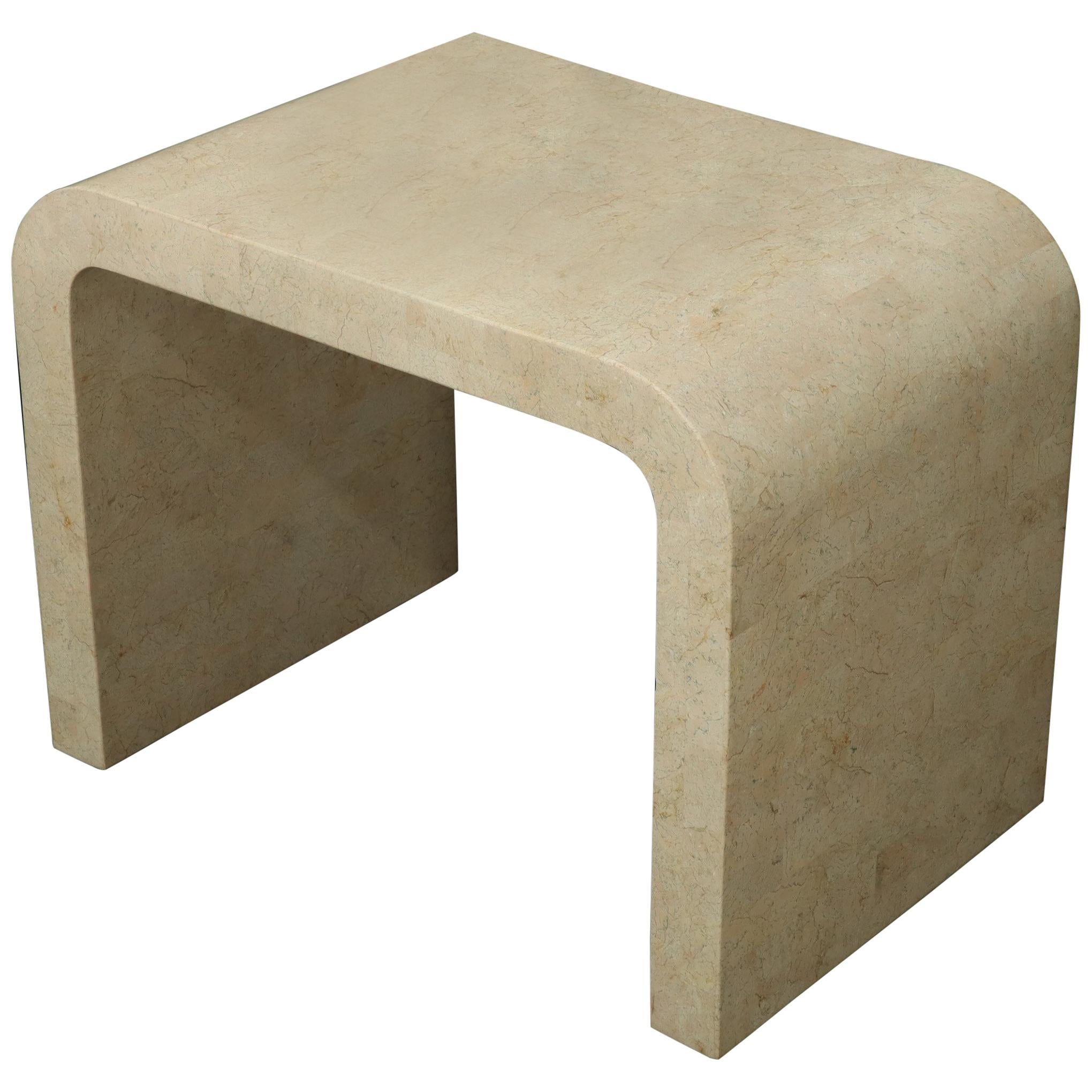 Tessellated Stone Veneer C Shape Side Coffee End Table For Sale