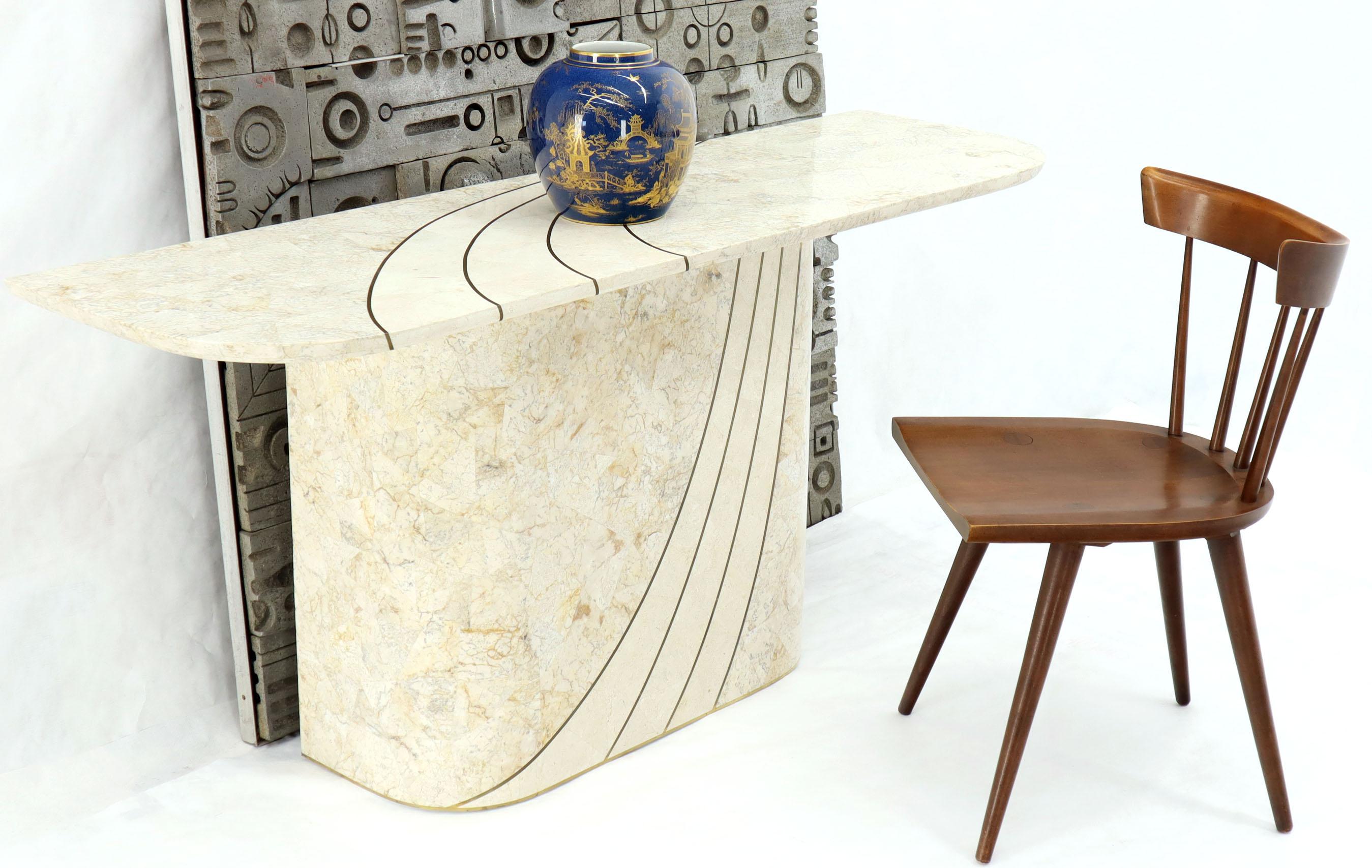 Mid-Century Modern stone veneer console table. Maitland Smith Garcia style.