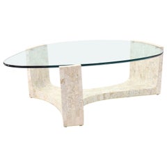 Tessellated Stone Veneer Tile Organic Kidney Shape Coffee Center Table