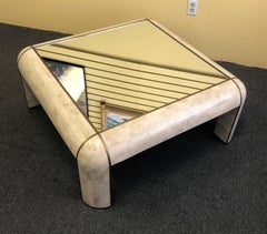 Tessellated Stone with Mirror Top Coffee Table in the Style of Maitland Smith