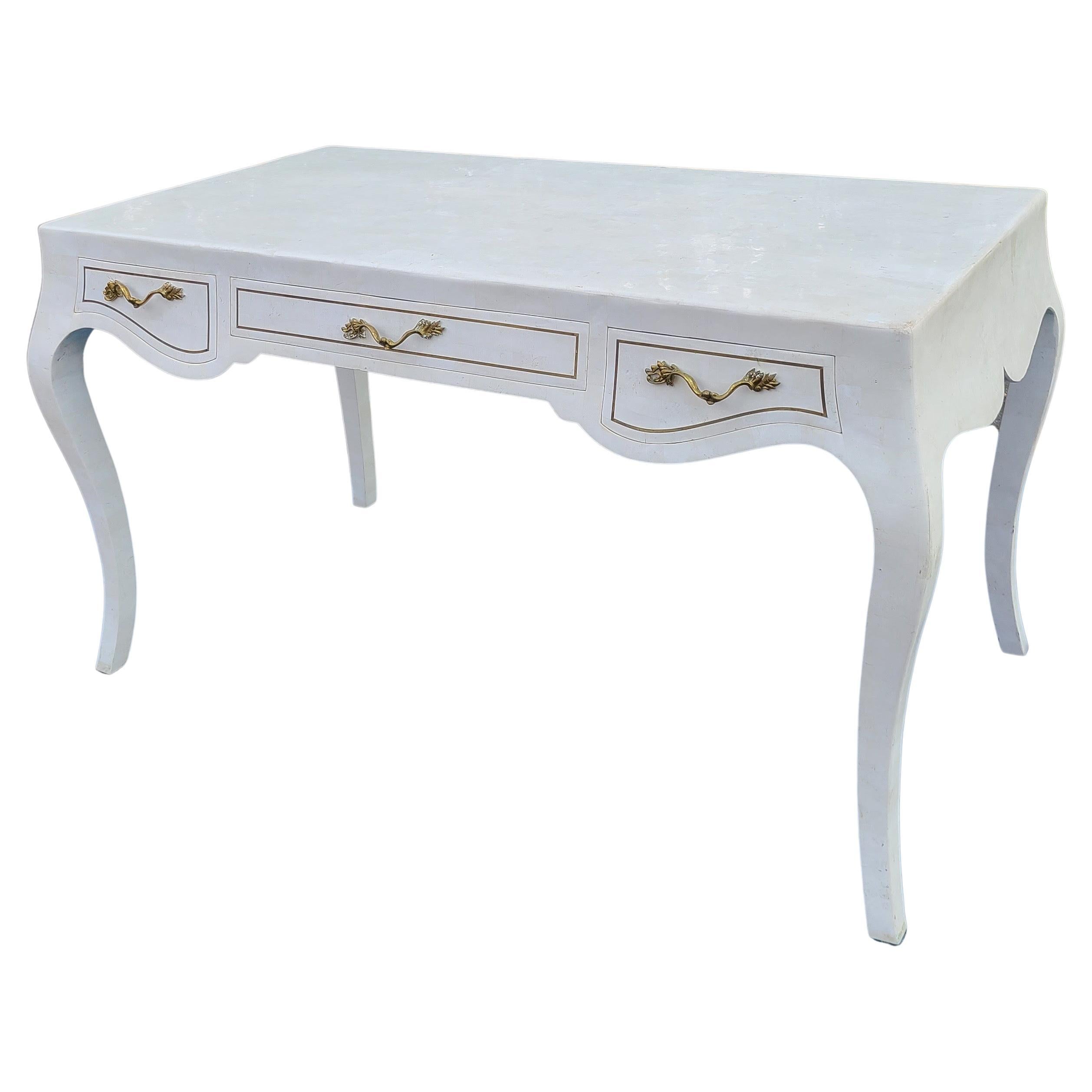 Tessellated Stone Writing Desk by Maitland Smith For Sale