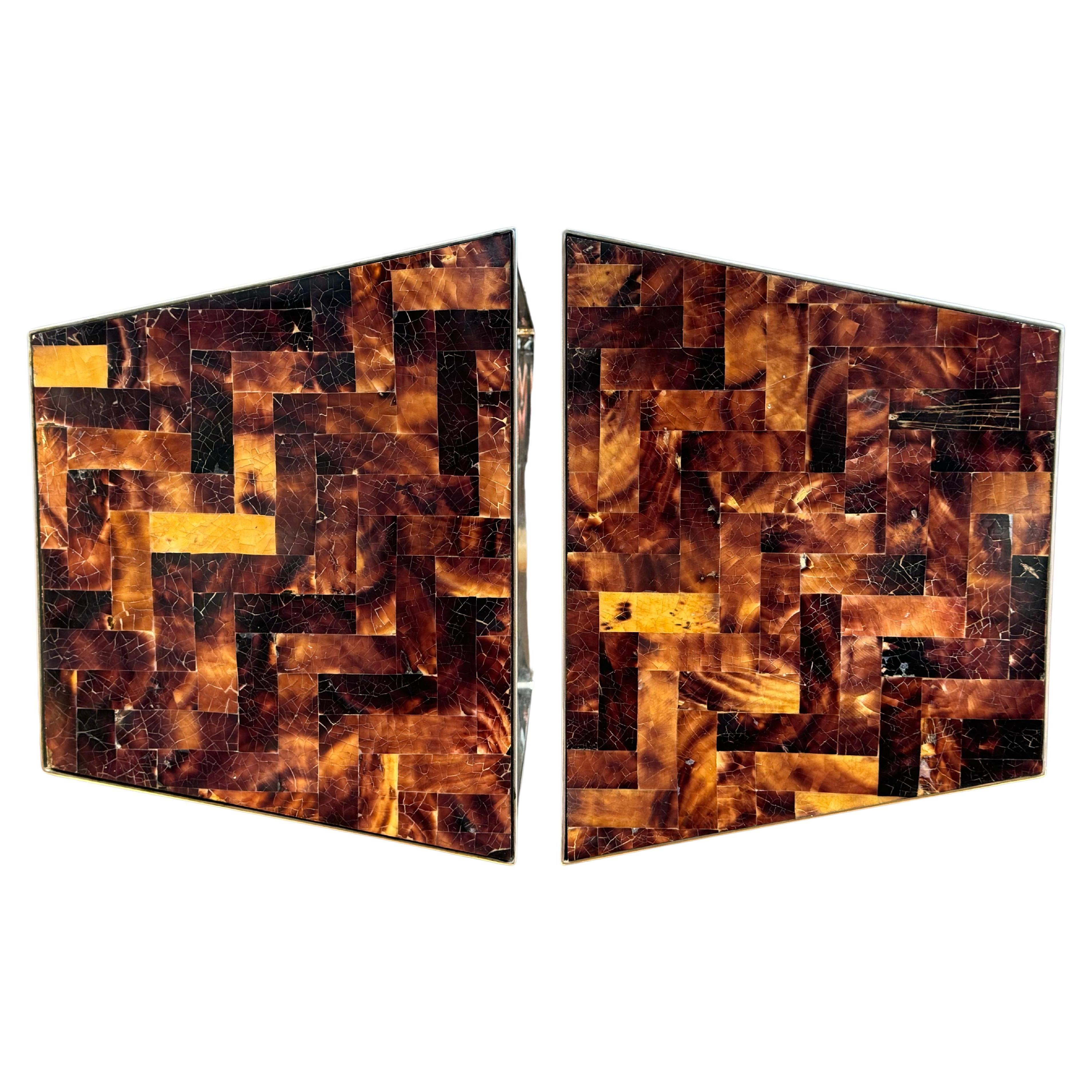 Chinese Tessellated Tortoise Shell 1980's Side Table For Sale