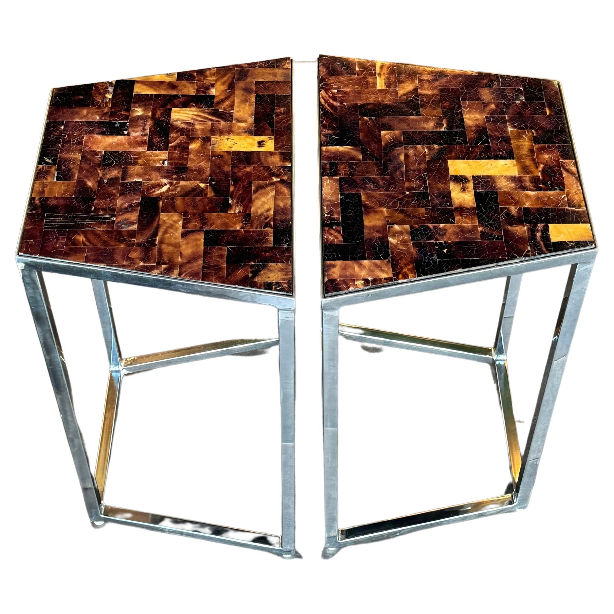 Tessellated Tortoise Shell 1980's Side Table For Sale