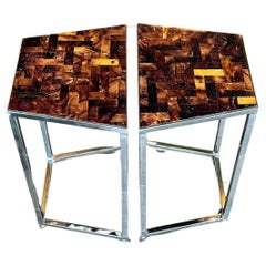 Table d'appoint tessellée en écaille de tortue des années 1980