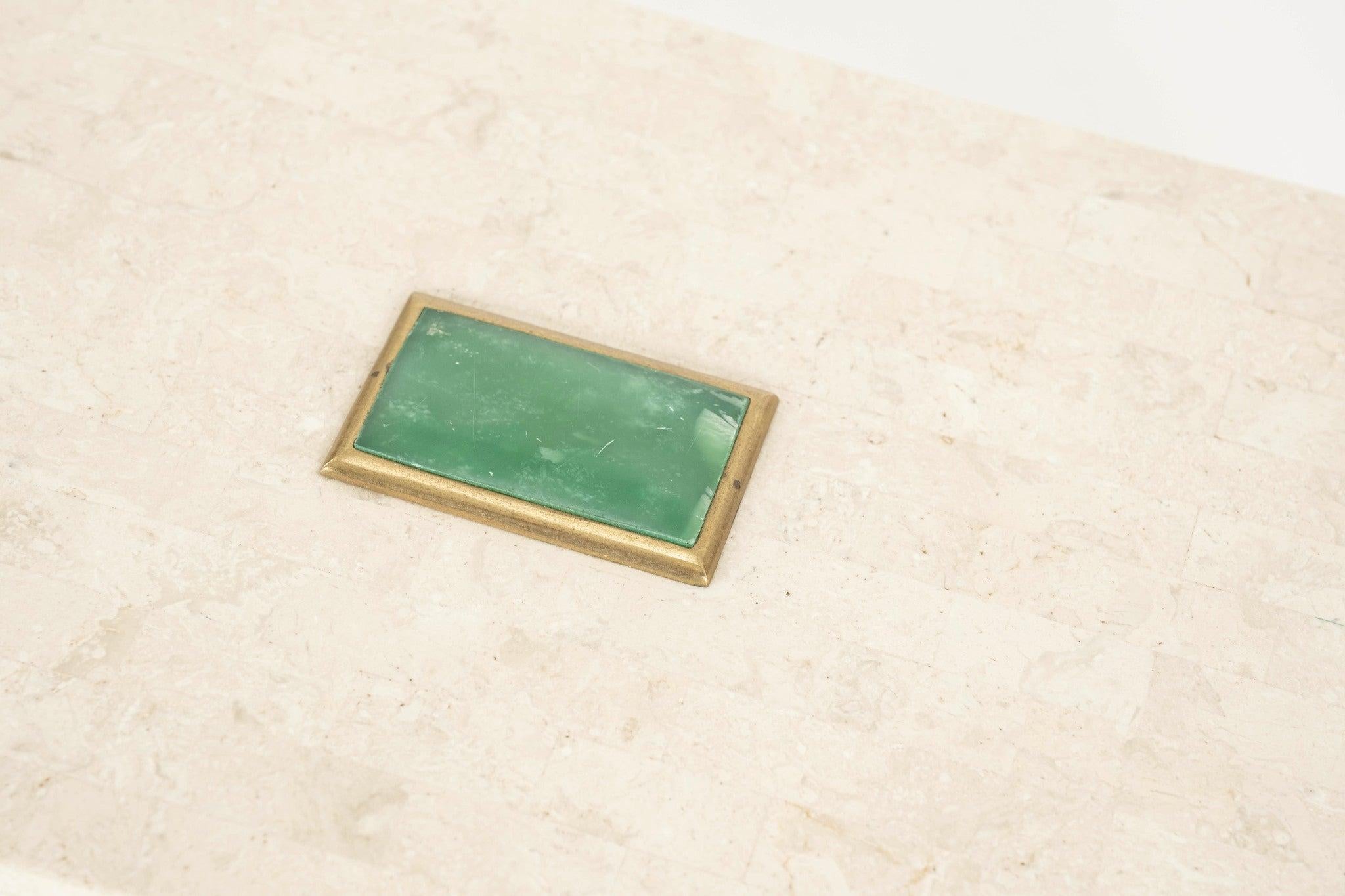 Tessellated Travertine and Green Agate Box For Sale 5