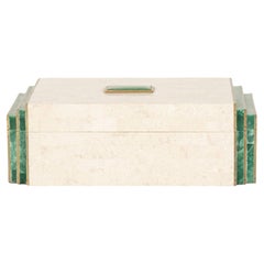 Caja teselada de travertino y ágata verde