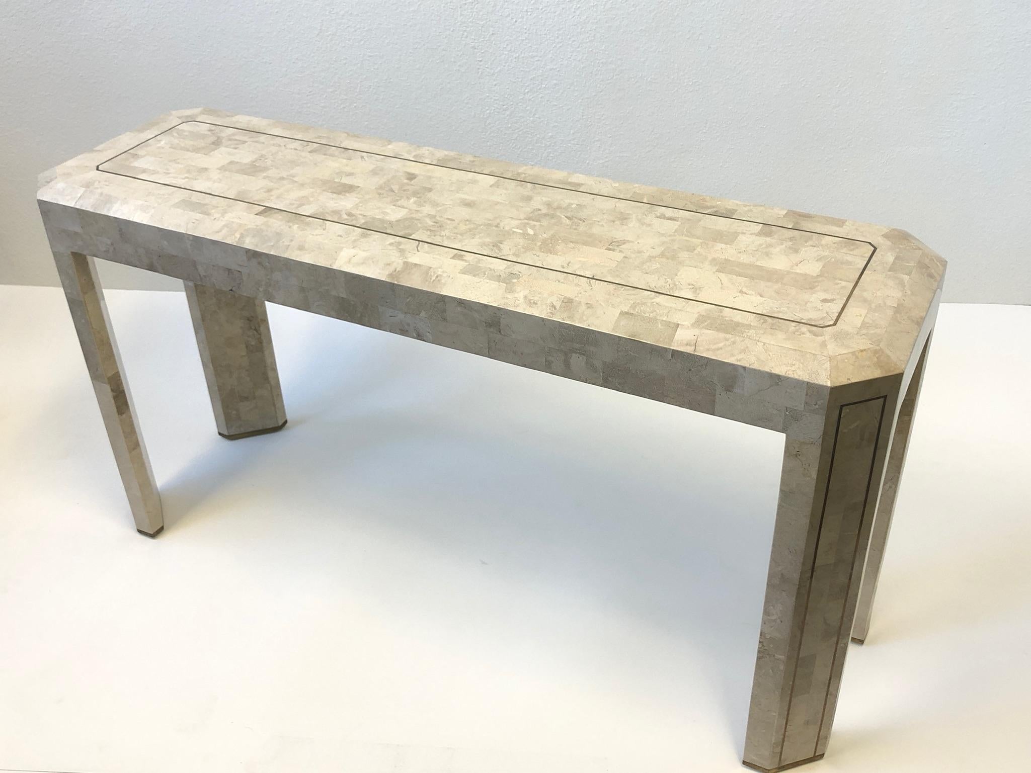 tessellated stone console table