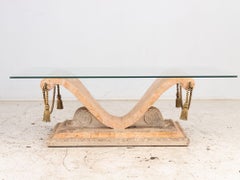 Tessellated Travertine Cocktail Table, France 1970s