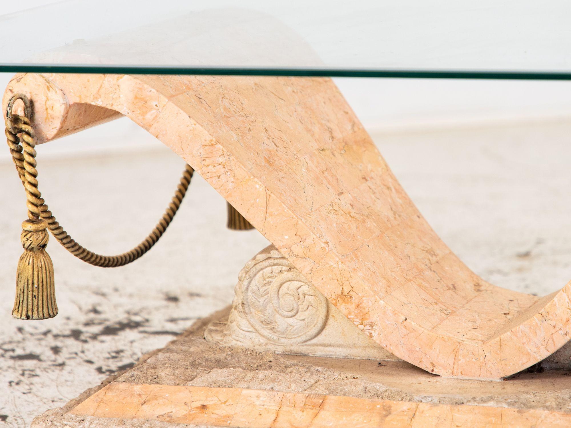 Tessellated Travertine Cocktail Table, France 1970s For Sale 3