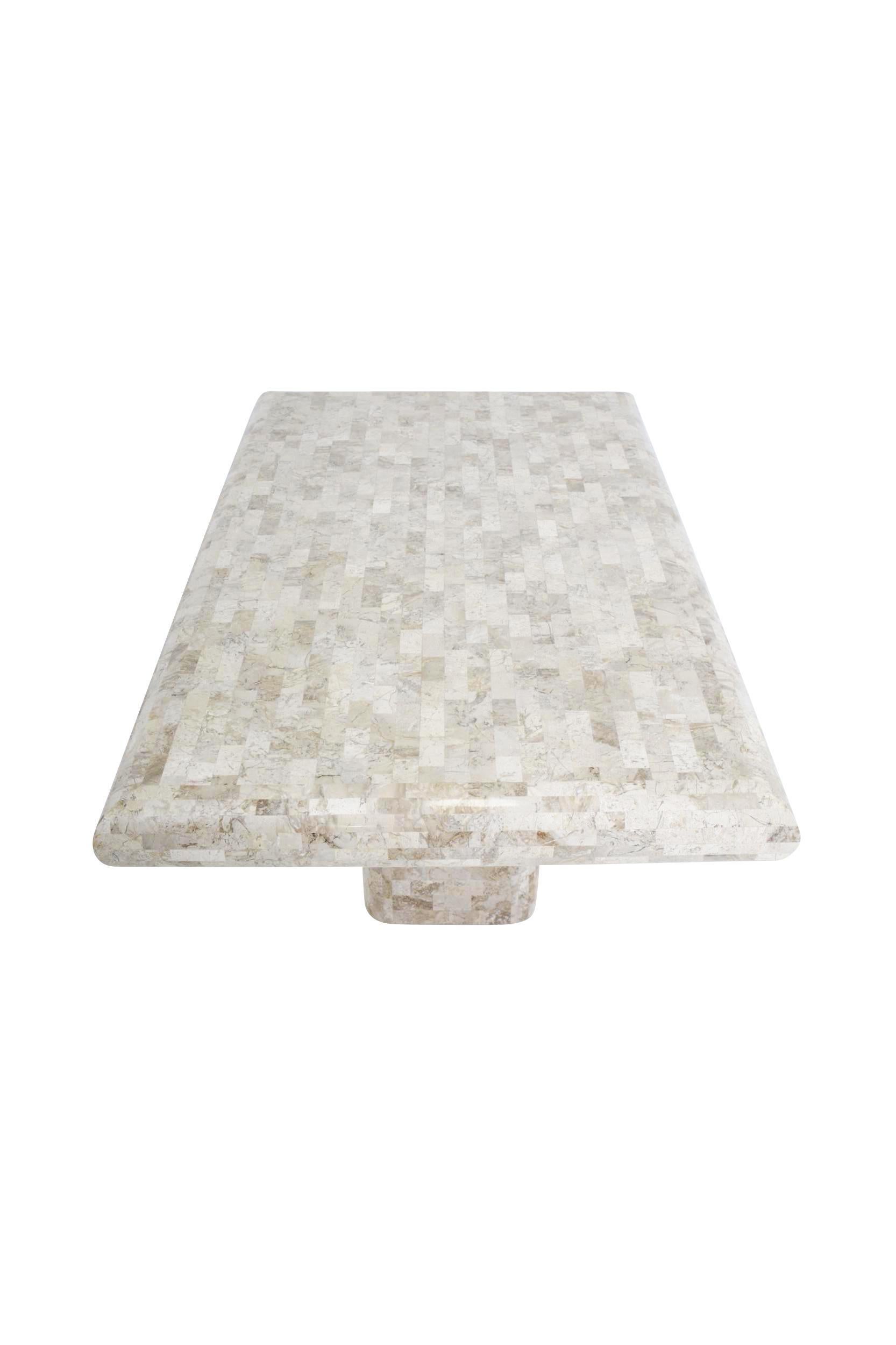American Tessellated Travertine Dining Table, 1970s