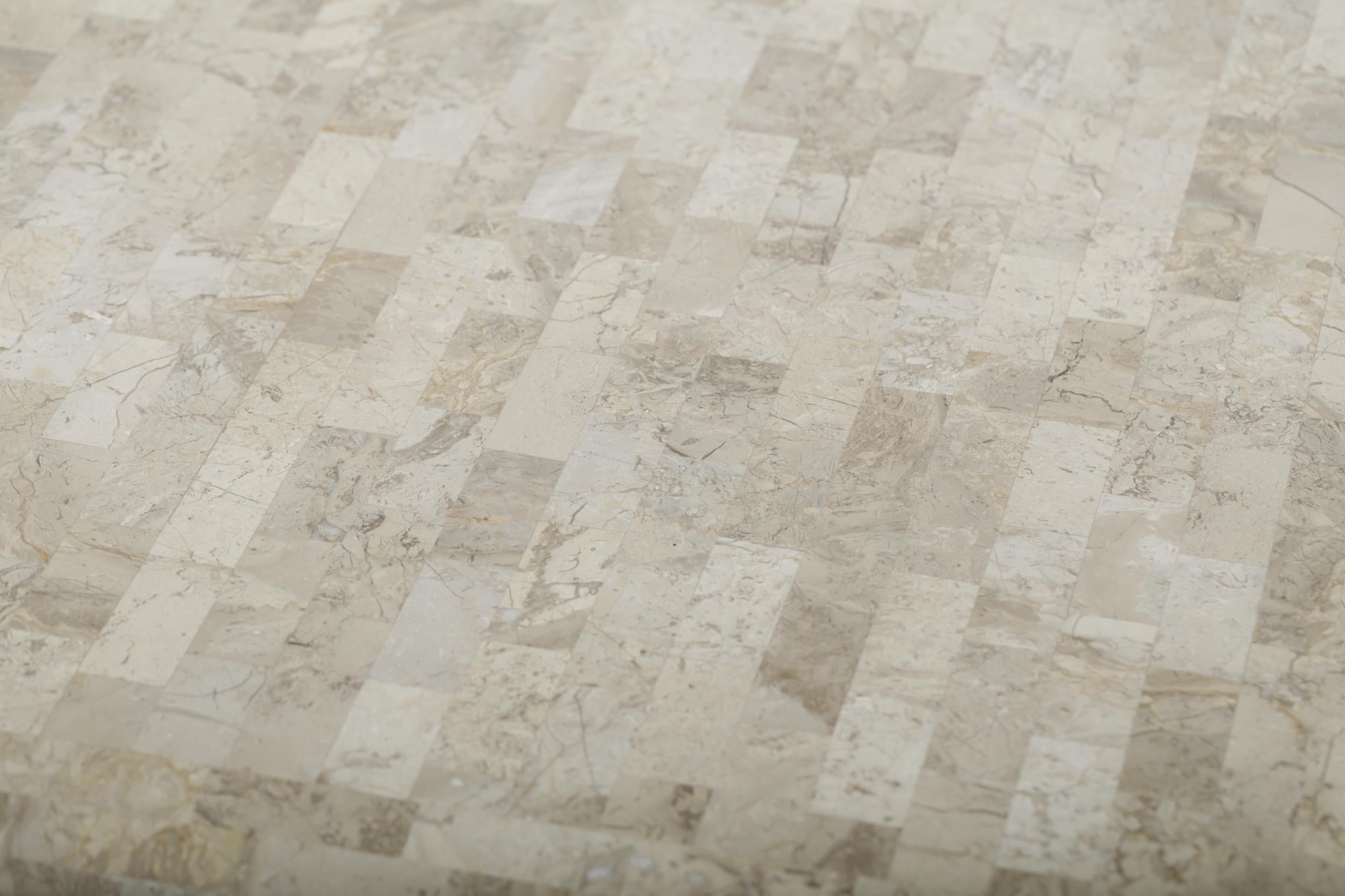 Tessellated Travertine Dining Table, 1970s In Good Condition In Chicago, IL