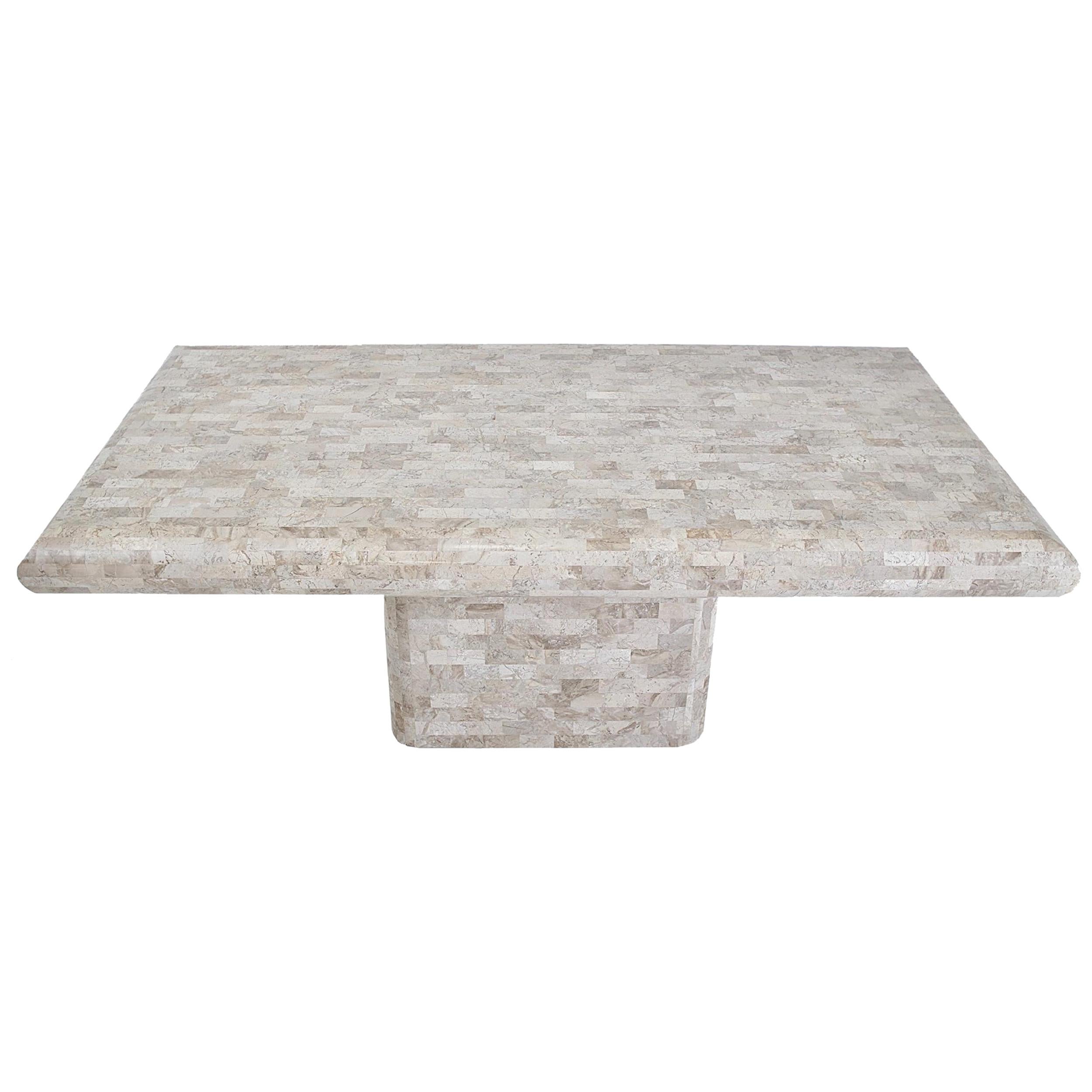Tessellated Travertine Dining Table, 1970s