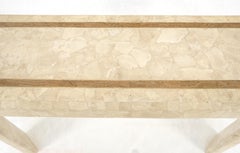 Tessellated Travertine Inlayed Top Console Sofa Table Mid Century Modern MINT!