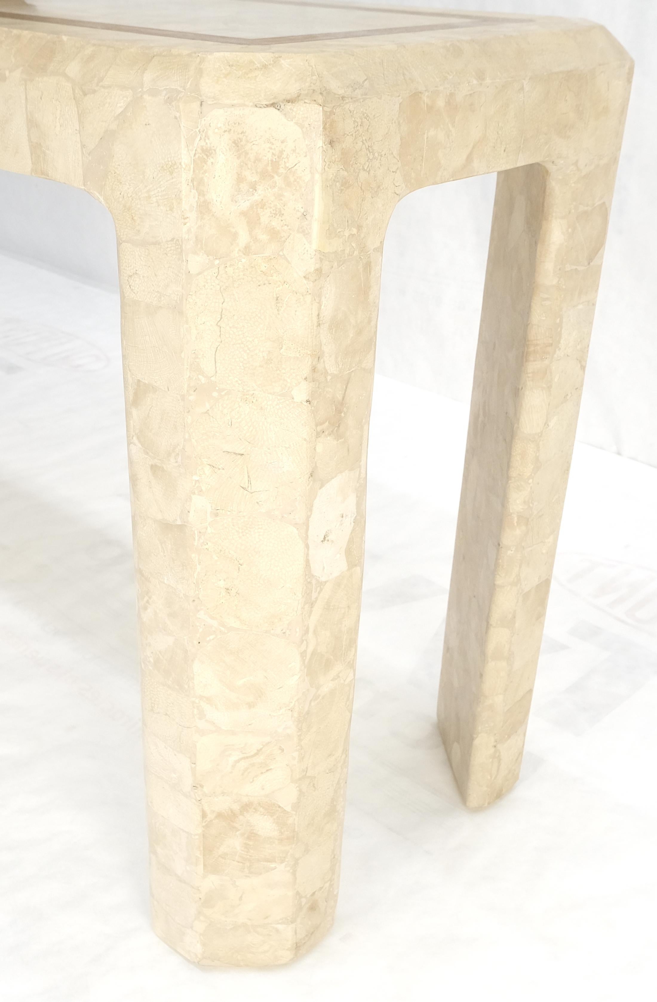 Veneer Tessellated Travertine Inlayed Top Console Sofa Table Mid Century Modern MINT! For Sale