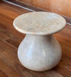 Tessellated Travertine Stone Drink/Side Table French 1970