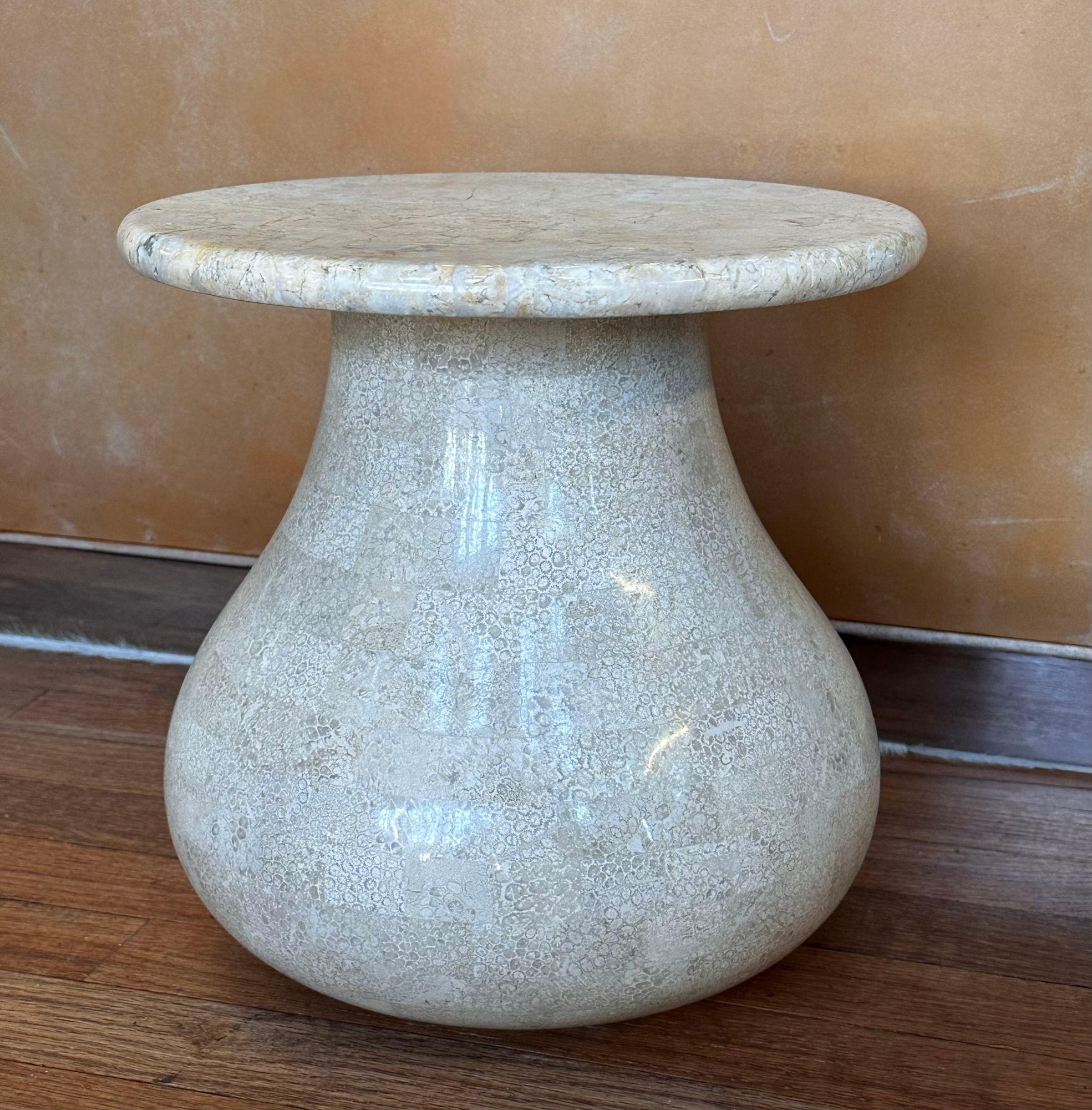 Late 20th Century Tessellated Travertine Stone Drink/Side Table French 1970 For Sale