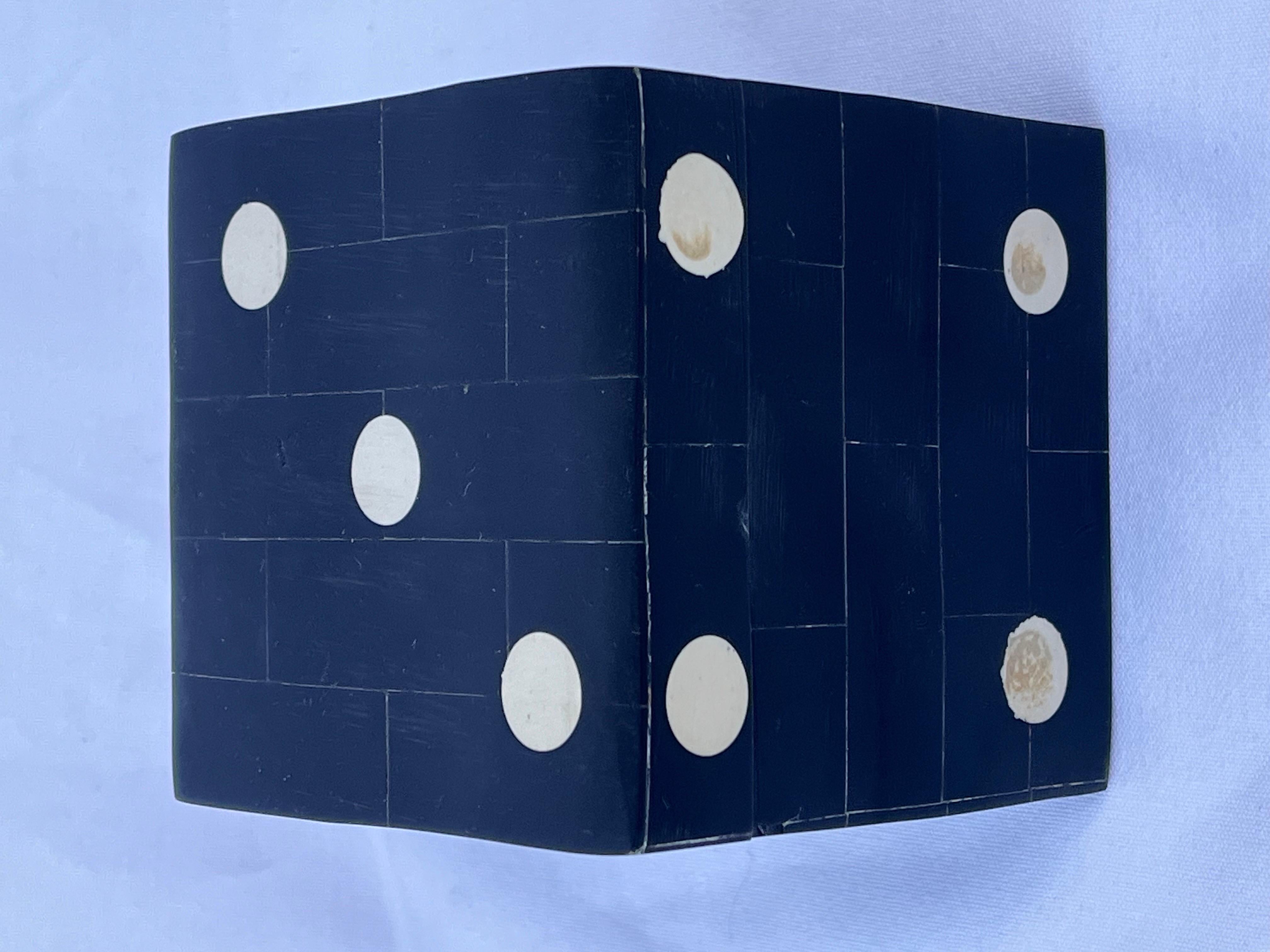 Mid-Century Modern Tessellated Vintage Dice or Die Lidded Cube Box Paperweight Desk Accessory  For Sale