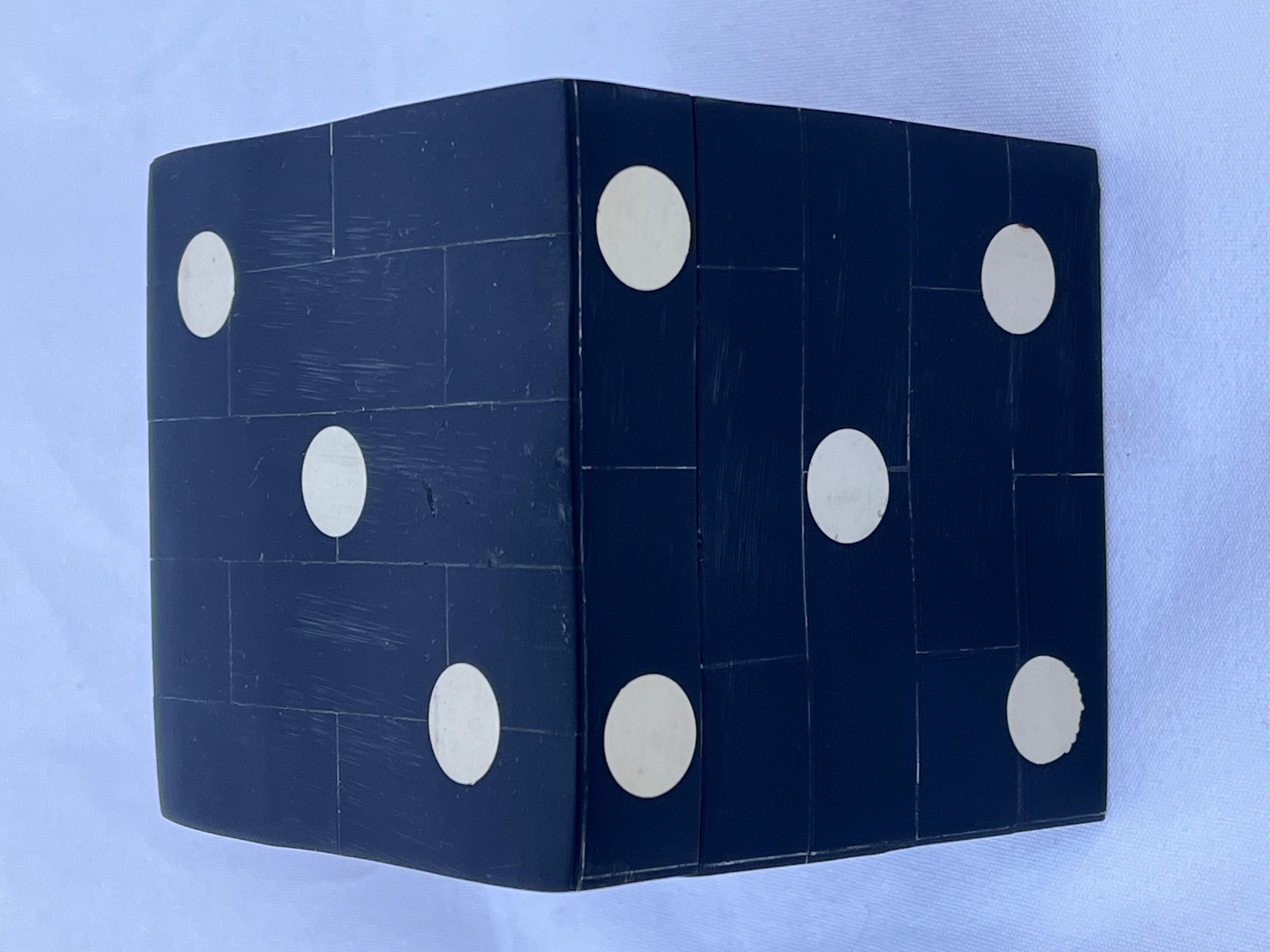 20th Century Tessellated Vintage Dice or Die Lidded Cube Box Paperweight Desk Accessory  For Sale