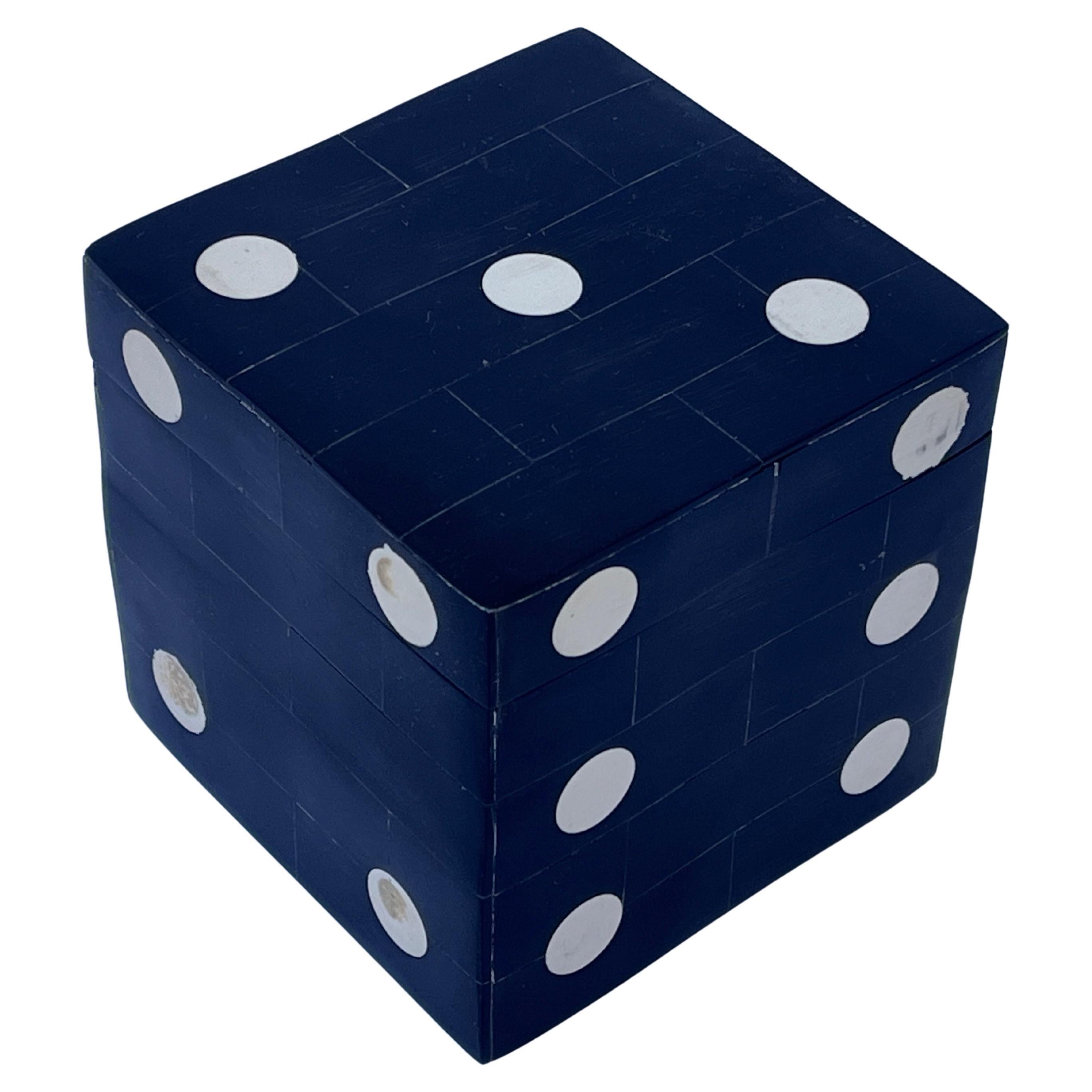 Tessellated Vintage Dice or Die Lidded Cube Box Paperweight Desk Accessory  For Sale