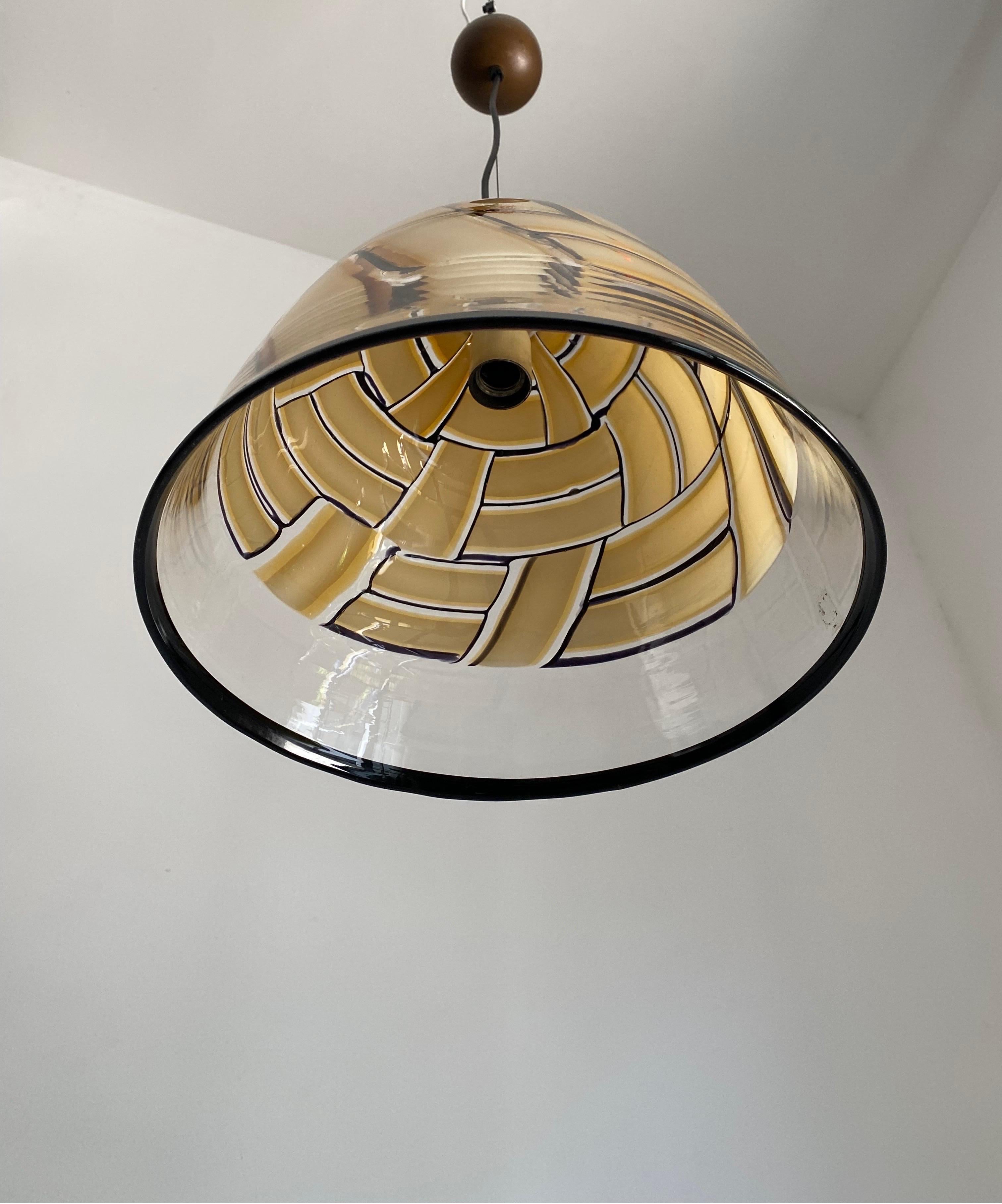 Late 20th Century Tesserae Ambra” Mid Century Mod Chandelier, Murano Glass by i3, Italy circa 1970 For Sale