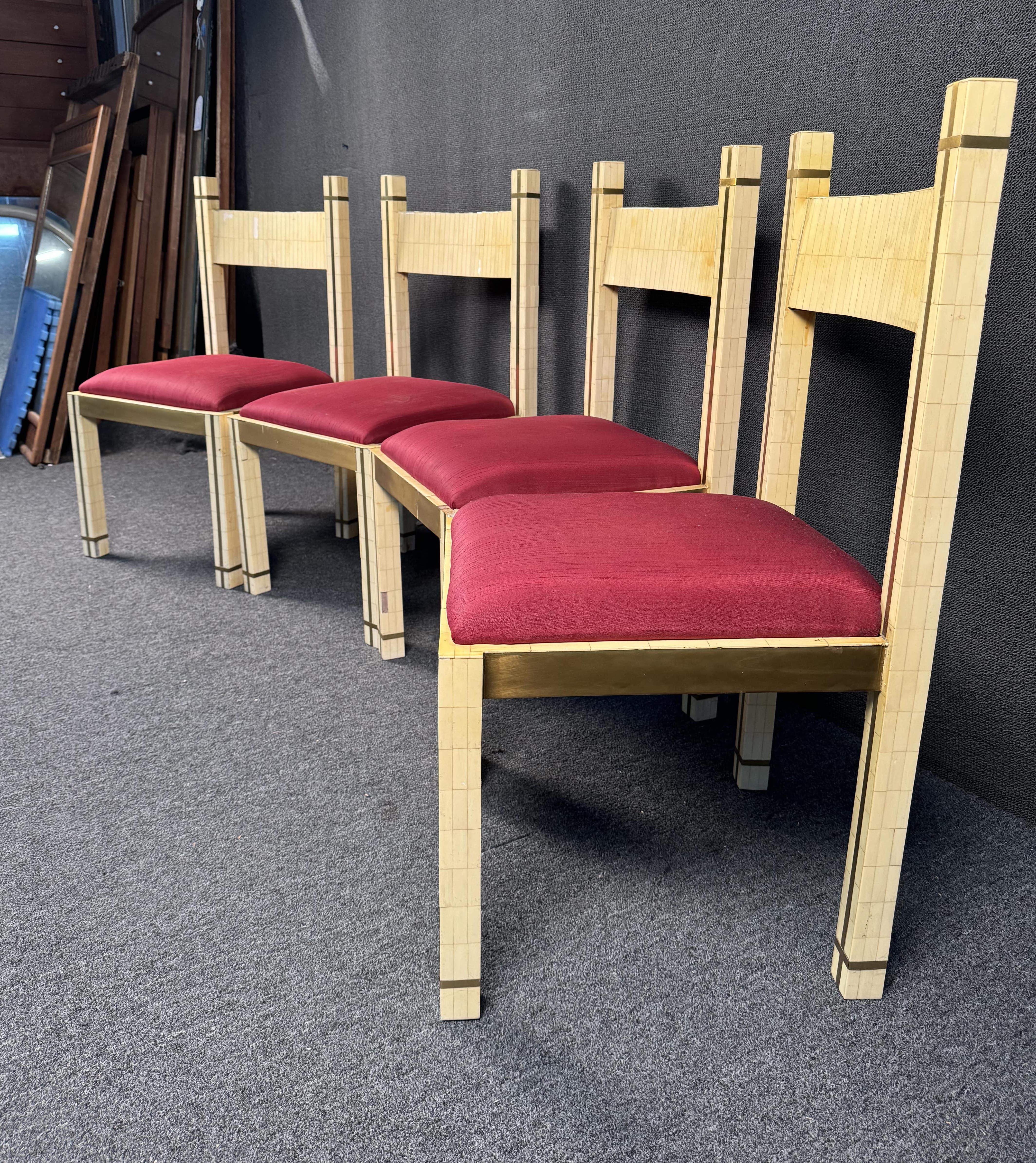Mid-Century moderno Sedie in stile Enrique Garcel in tessere e ottone in vendita