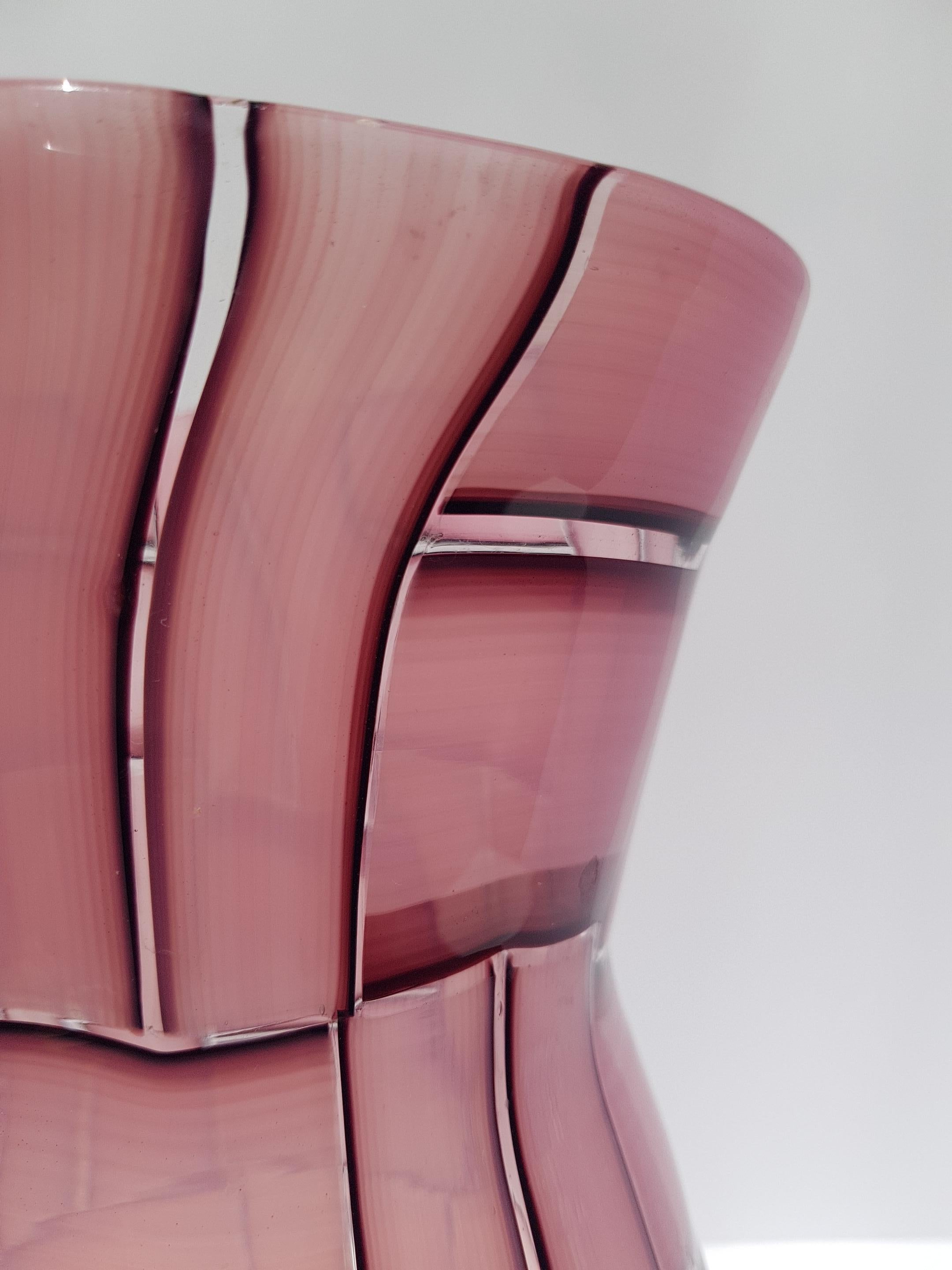 Vaso in vetro artistico a tessere Metà Secolo Moderno Mosaico Tessere Barovier Murano Rosa in vendita 2