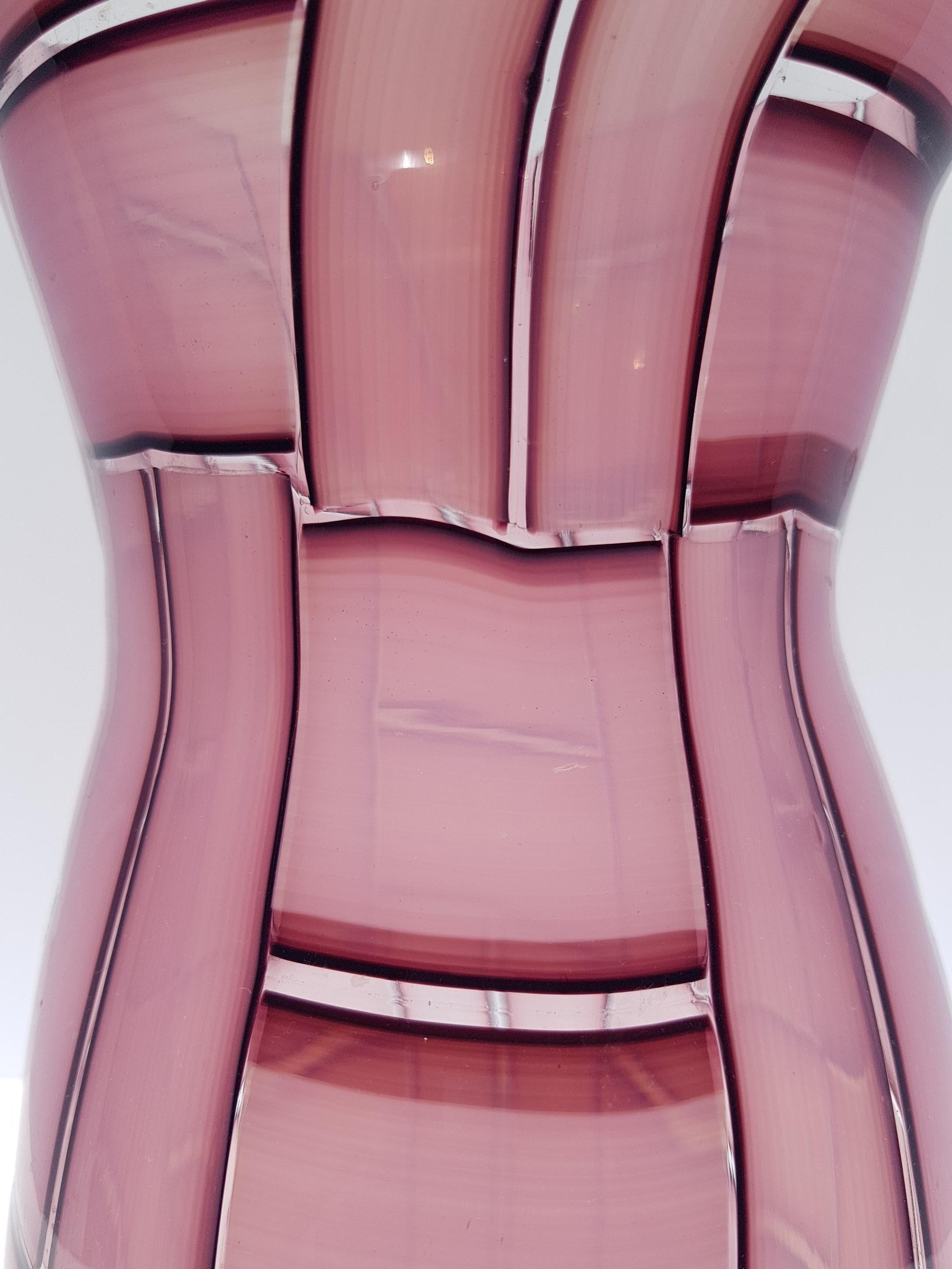 Vaso in vetro artistico a tessere Metà Secolo Moderno Mosaico Tessere Barovier Murano Rosa in vendita 4