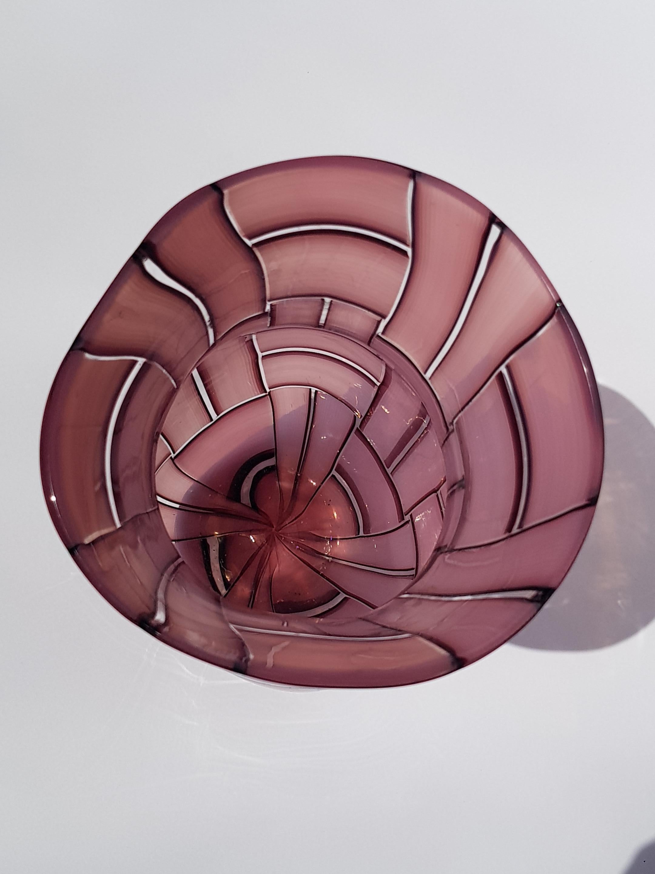 Vaso in vetro artistico a tessere Metà Secolo Moderno Mosaico Tessere Barovier Murano Rosa in vendita 8