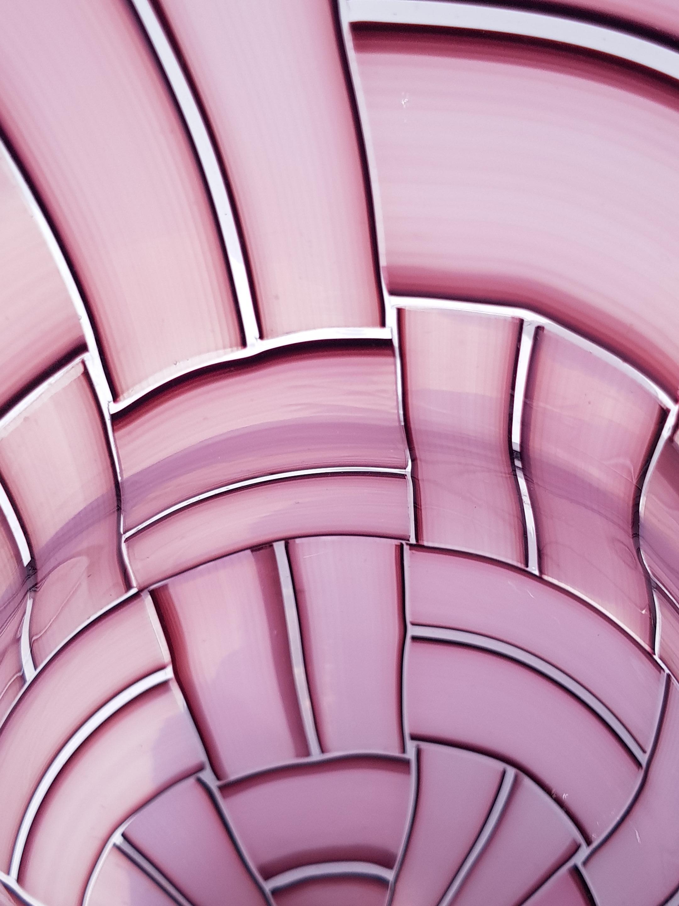 Vaso in vetro artistico a tessere Metà Secolo Moderno Mosaico Tessere Barovier Murano Rosa in vendita 9