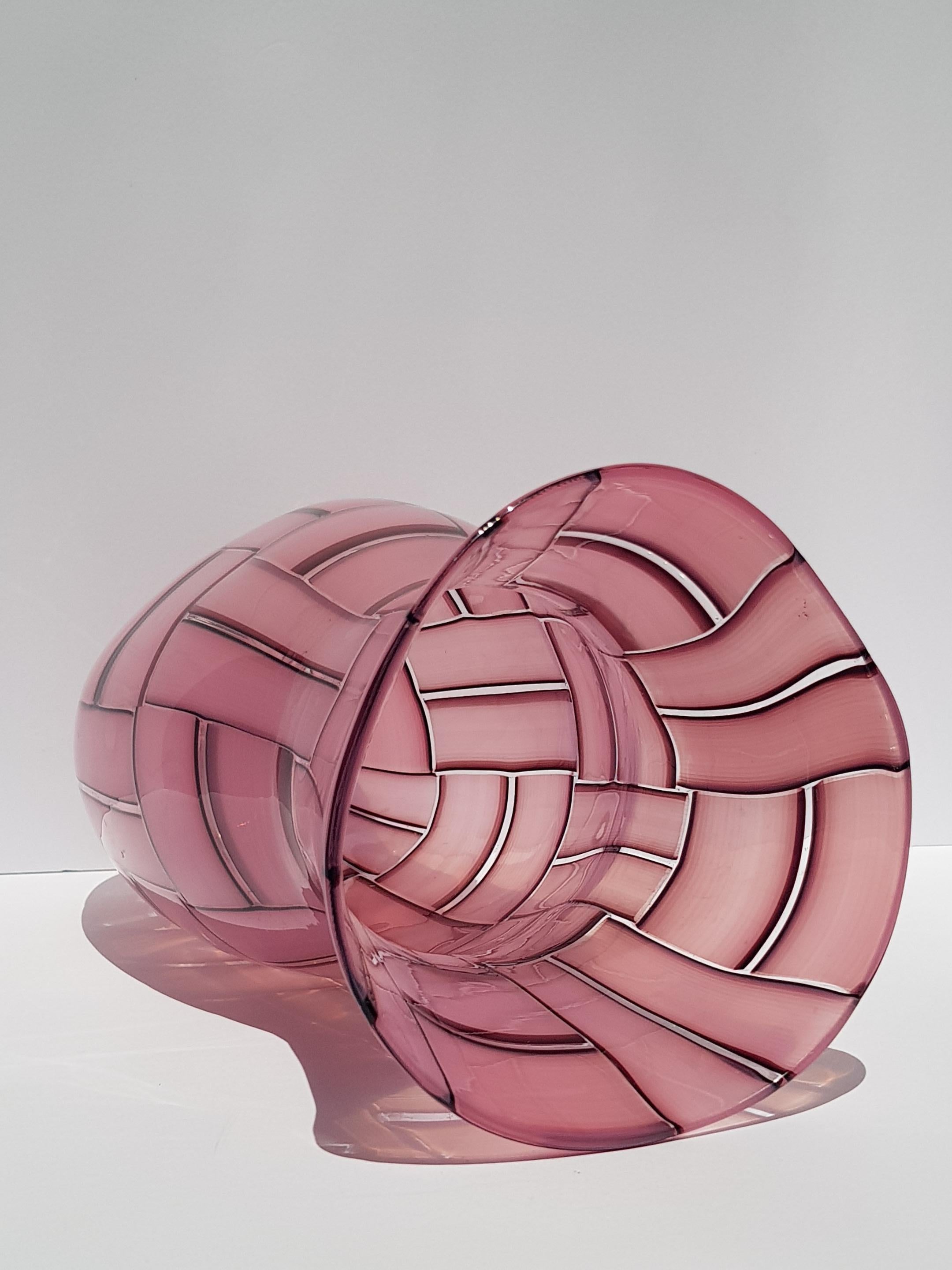 Vaso in vetro artistico a tessere Metà Secolo Moderno Mosaico Tessere Barovier Murano Rosa in vendita 10