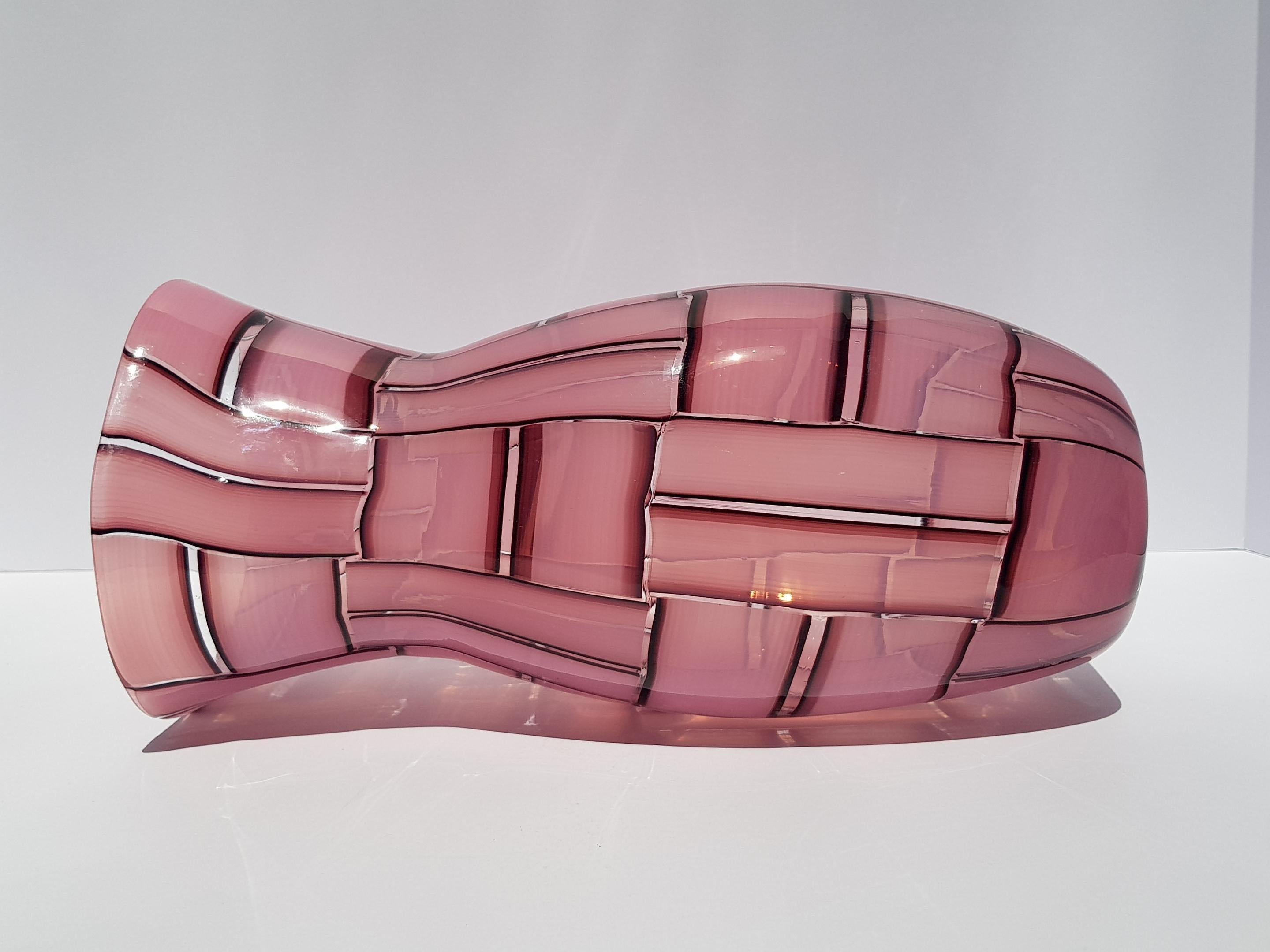 Vaso in vetro artistico a tessere Metà Secolo Moderno Mosaico Tessere Barovier Murano Rosa in vendita 12