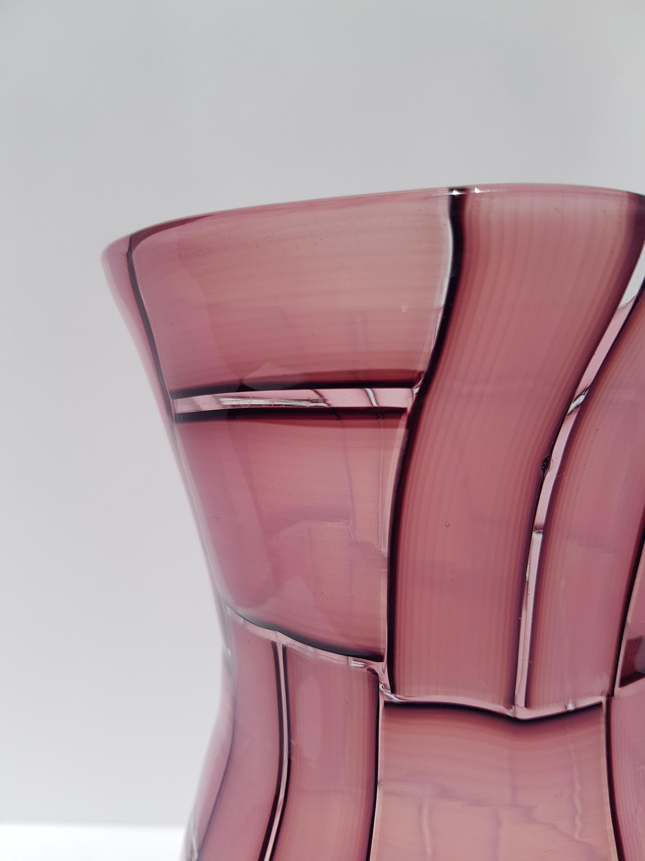 Vetro Vaso in vetro artistico a tessere Metà Secolo Moderno Mosaico Tessere Barovier Murano Rosa in vendita