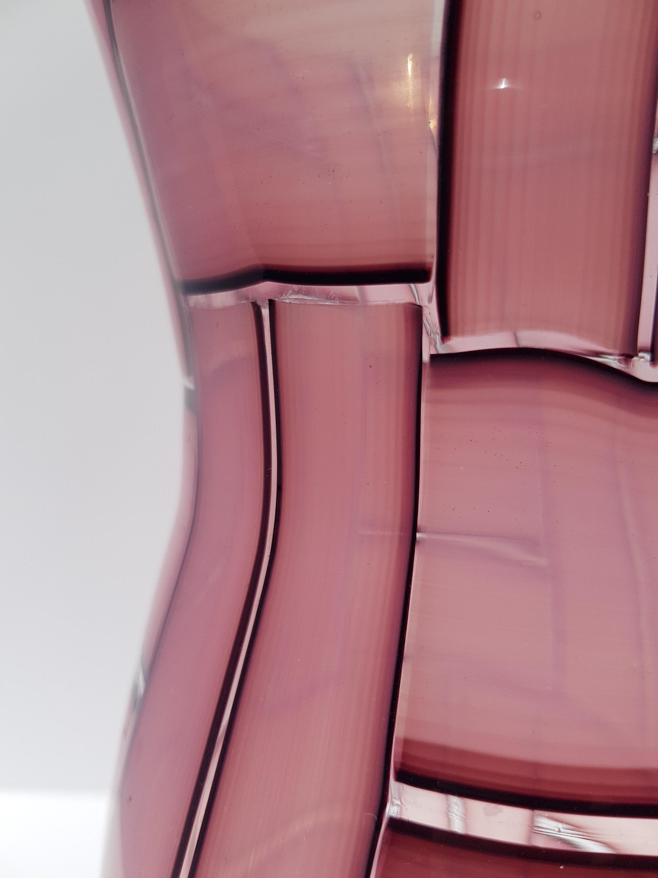 Vaso in vetro artistico a tessere Metà Secolo Moderno Mosaico Tessere Barovier Murano Rosa in vendita 1