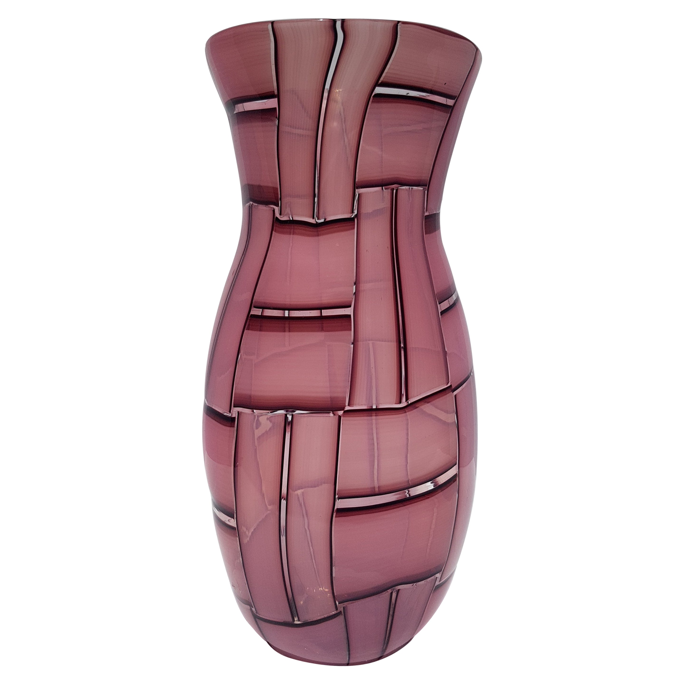 Vaso in vetro artistico a tessere Metà Secolo Moderno Mosaico Tessere Barovier Murano Rosa in vendita